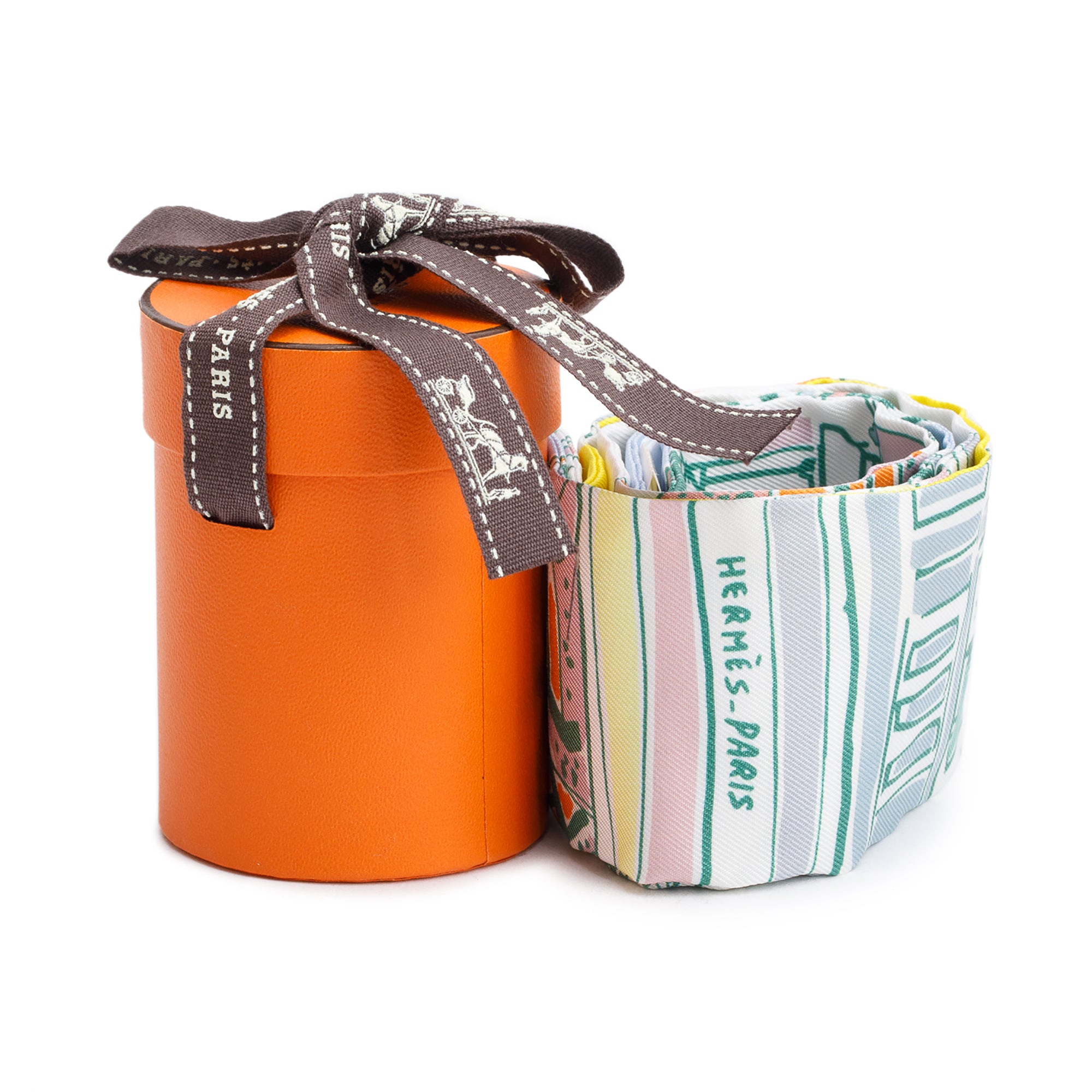 Hermes Blue Multicolor 'Rayures D'Ete' Silk Twilly w/ Box