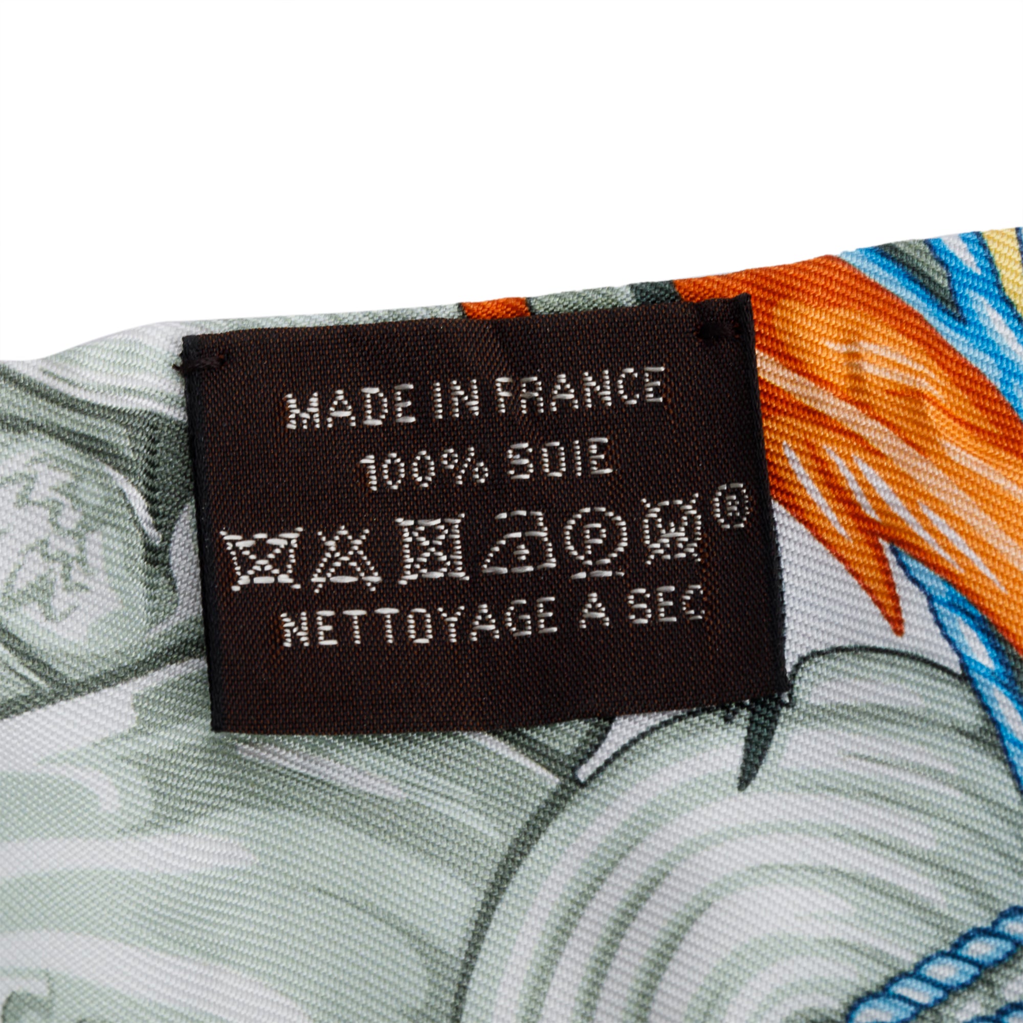 Hermes Orange Multicolor 'La Danse Pacifique' Silk Twilly w/ Box