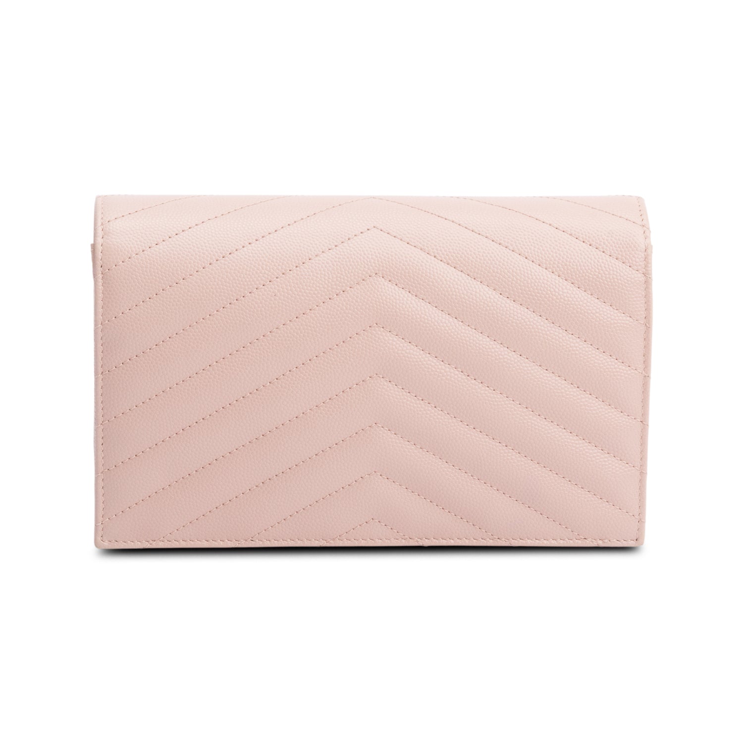 Saint Laurent Pink Cassandre Matelasse Envelope Chain Wallet