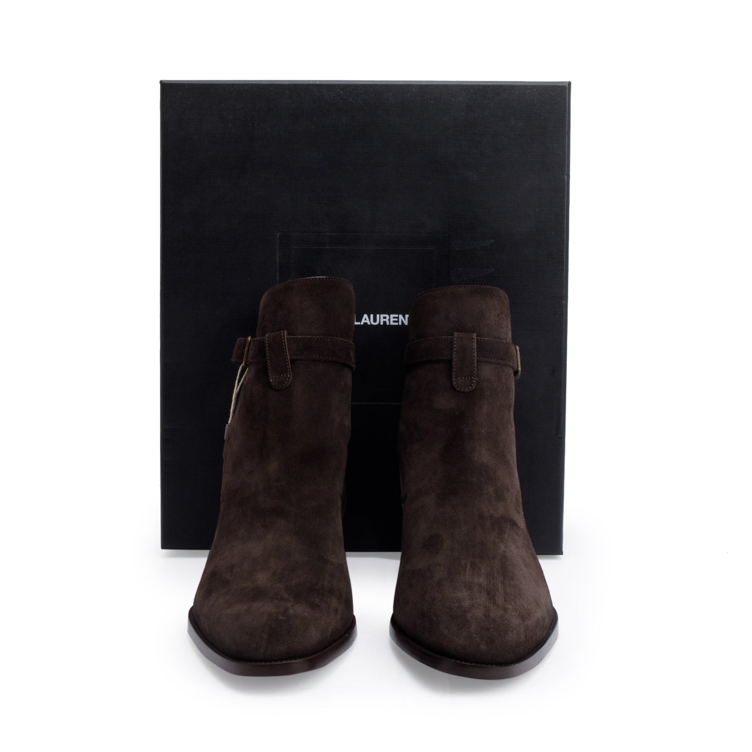 Saint Laurent Brown Suede Wyatt 30 Jodhpur Ankle Boots, Size 44 w/ Box