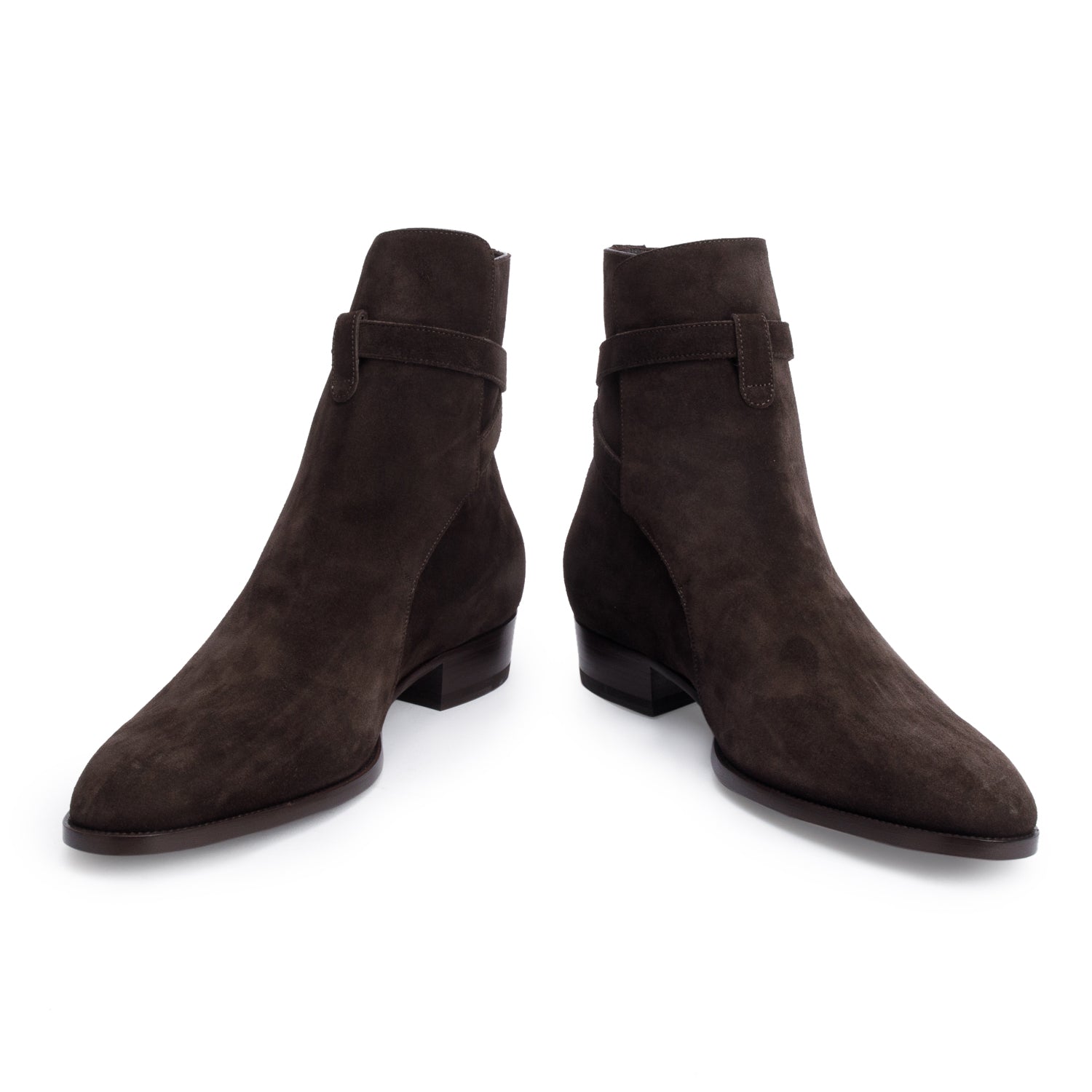 Saint Laurent Brown Suede Wyatt 30 Jodhpur Ankle Boots, Size 44 w/ Box