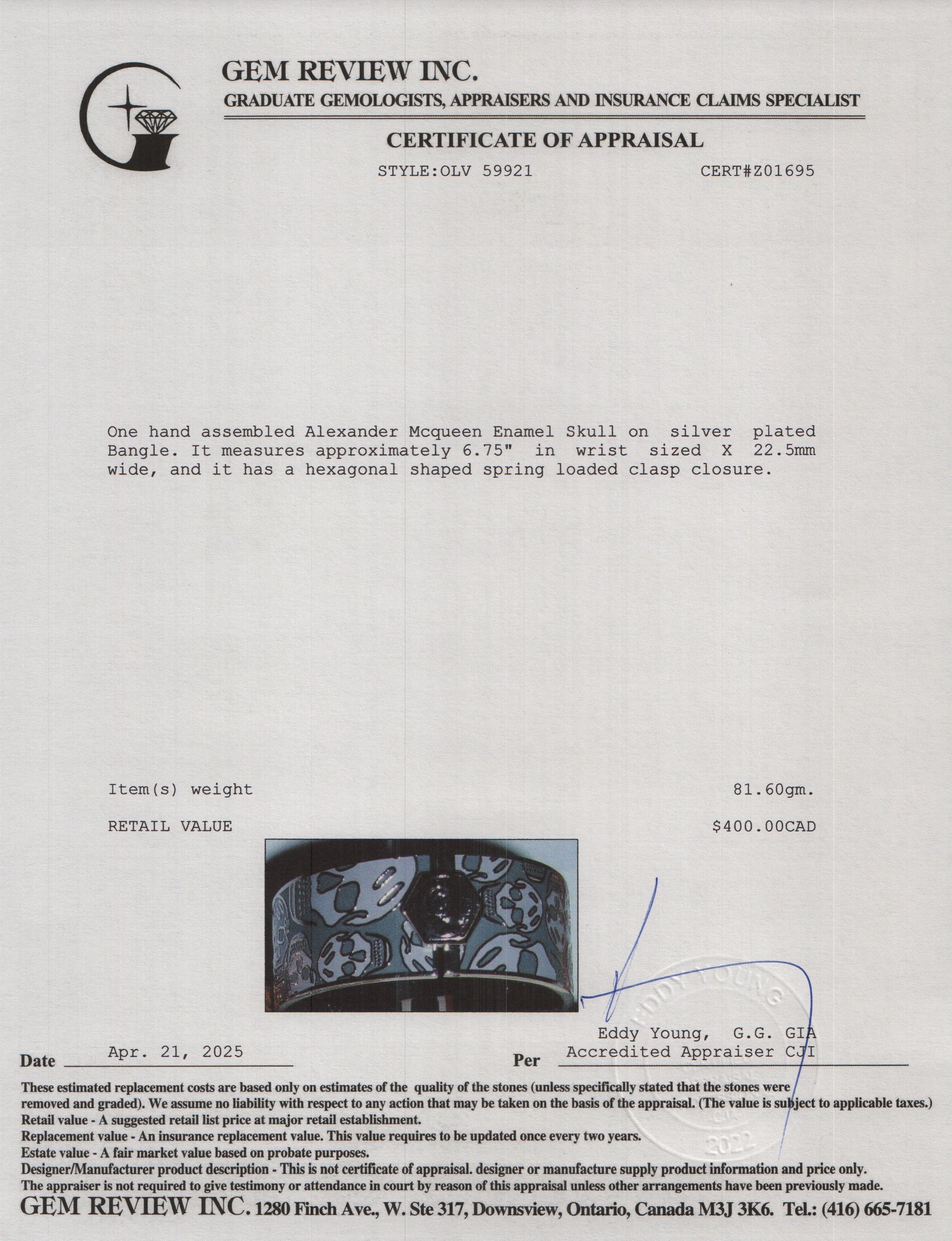 Alexander Mcqueen Enamel Skull Bangle