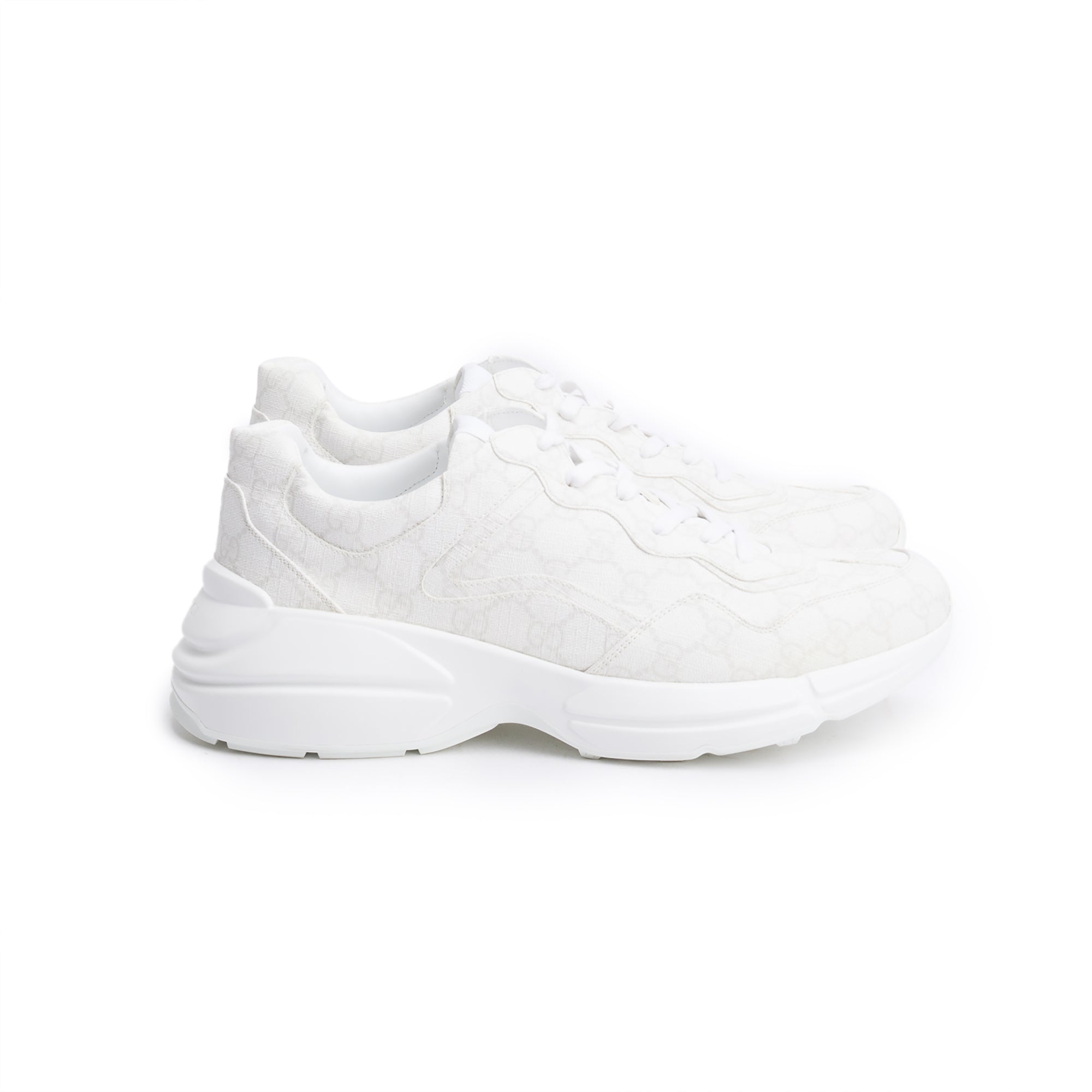 Gucci White GG Supreme Rhyton Sneakers, Size 11.5 w/ Box