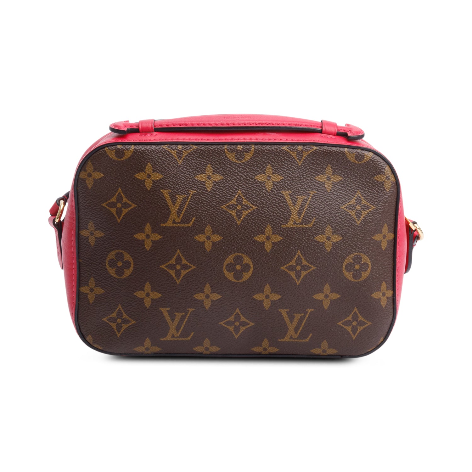 Louis Vuitton Red Leather Trim Monogram Saintonge Bag