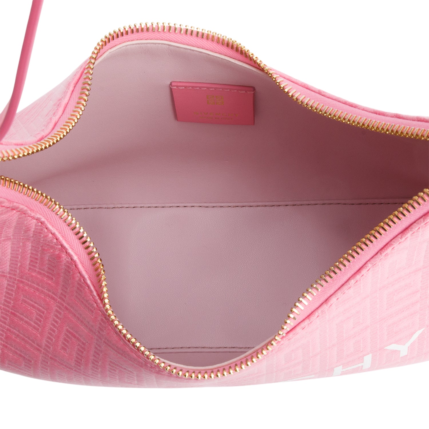 Givenchy 2022 Pink Cut Out Embossed Coated Canvas Small Moon Shoulder Bag