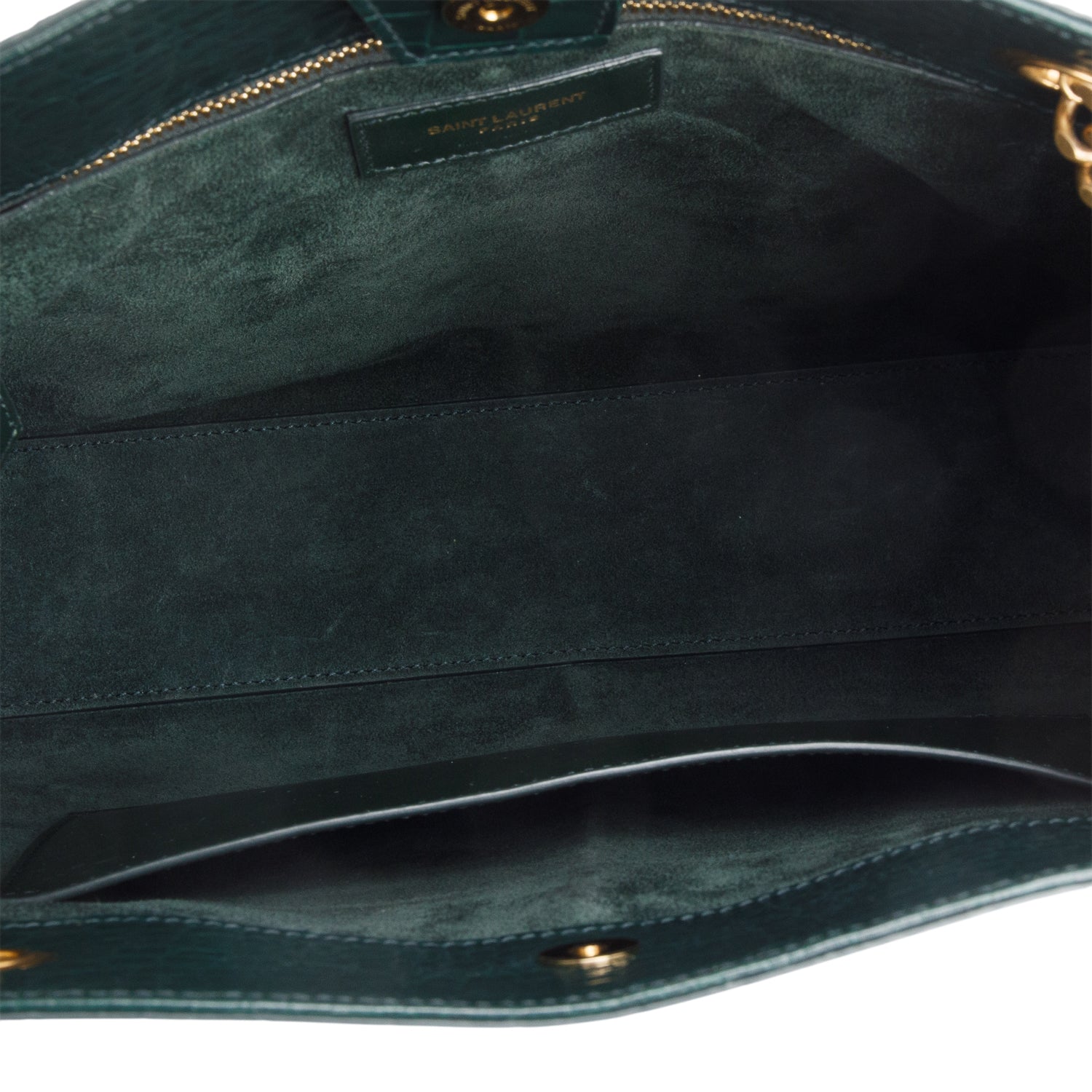 Saint Laurent 2020 Green Croc-Embossed Claude Tote