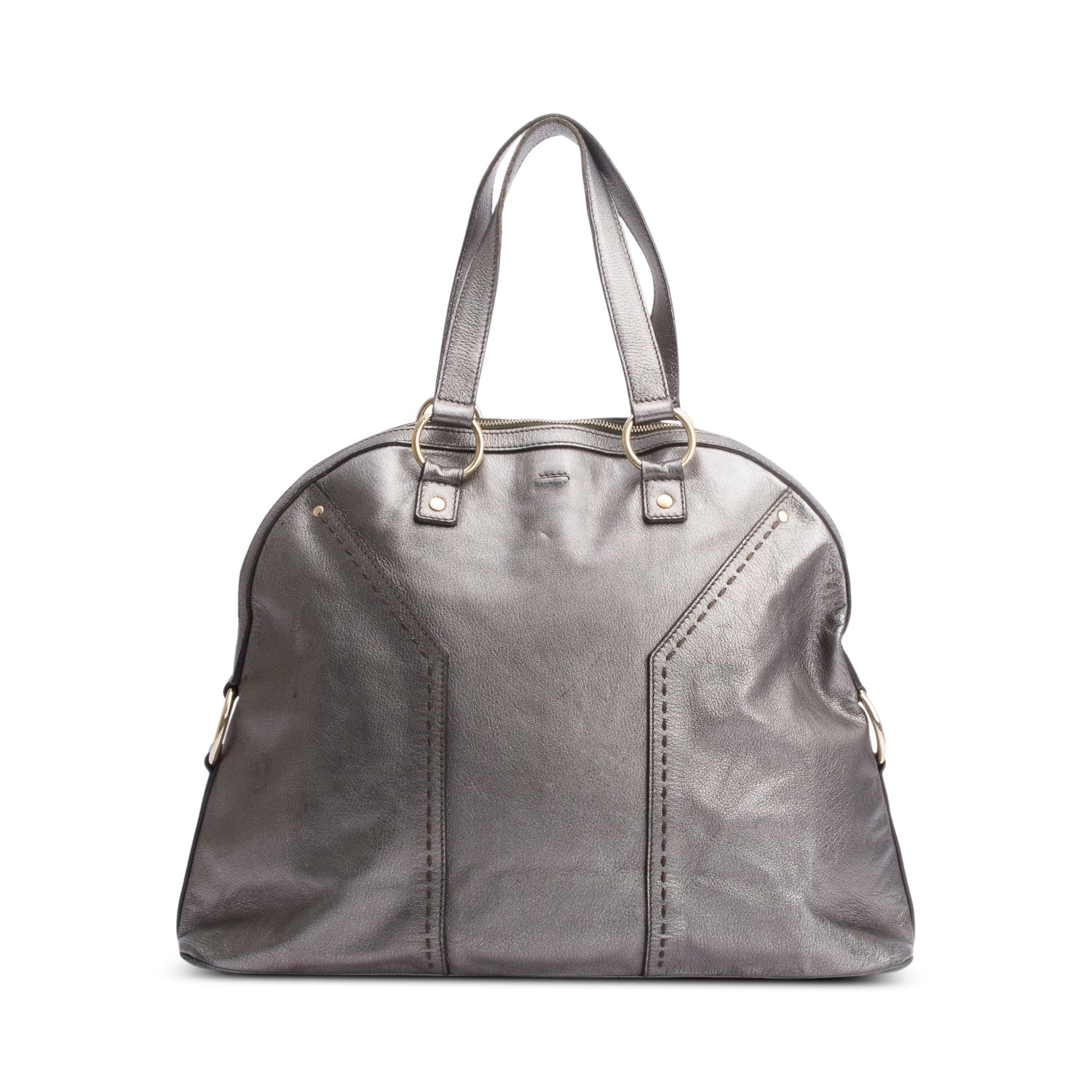 Saint Laurent Grey Grained Leather Large Muse Bag
