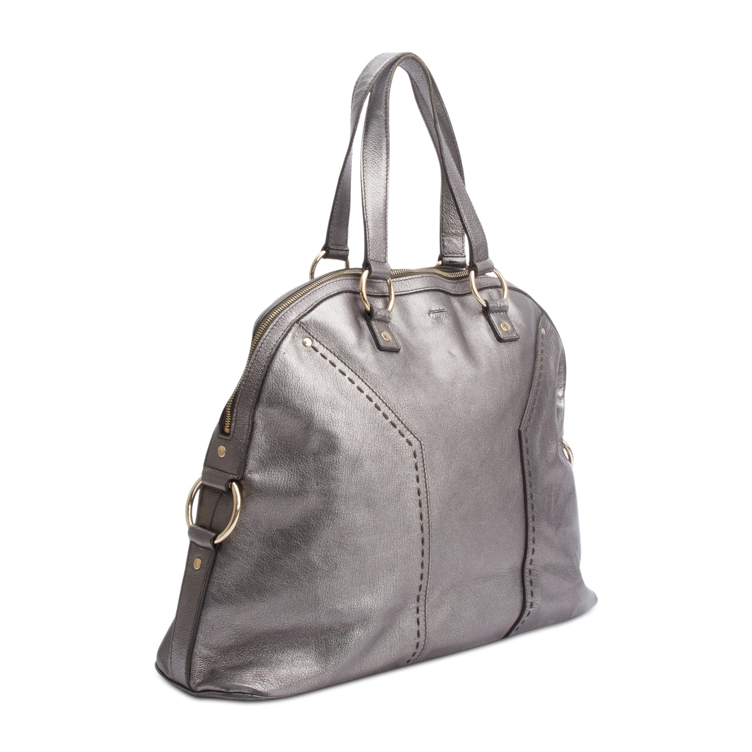 Saint Laurent Grey Grained Leather Large Muse Bag