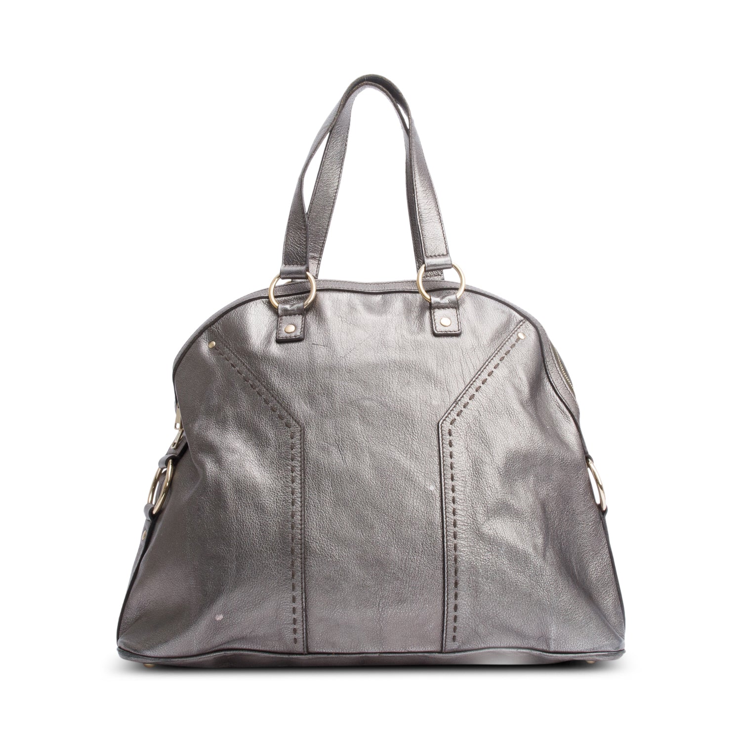 Saint Laurent Grey Grained Leather Large Muse Bag