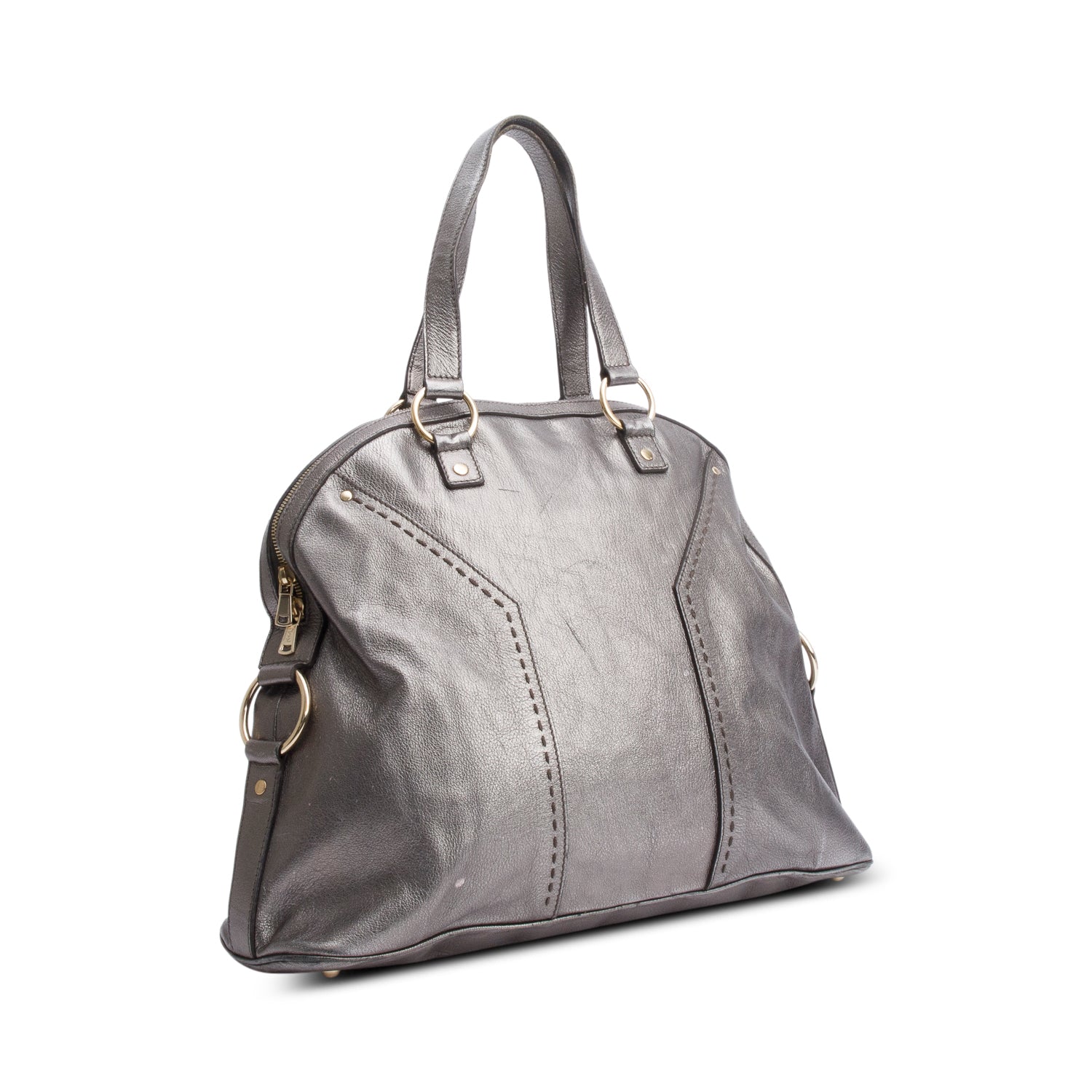 Saint Laurent Grey Grained Leather Large Muse Bag