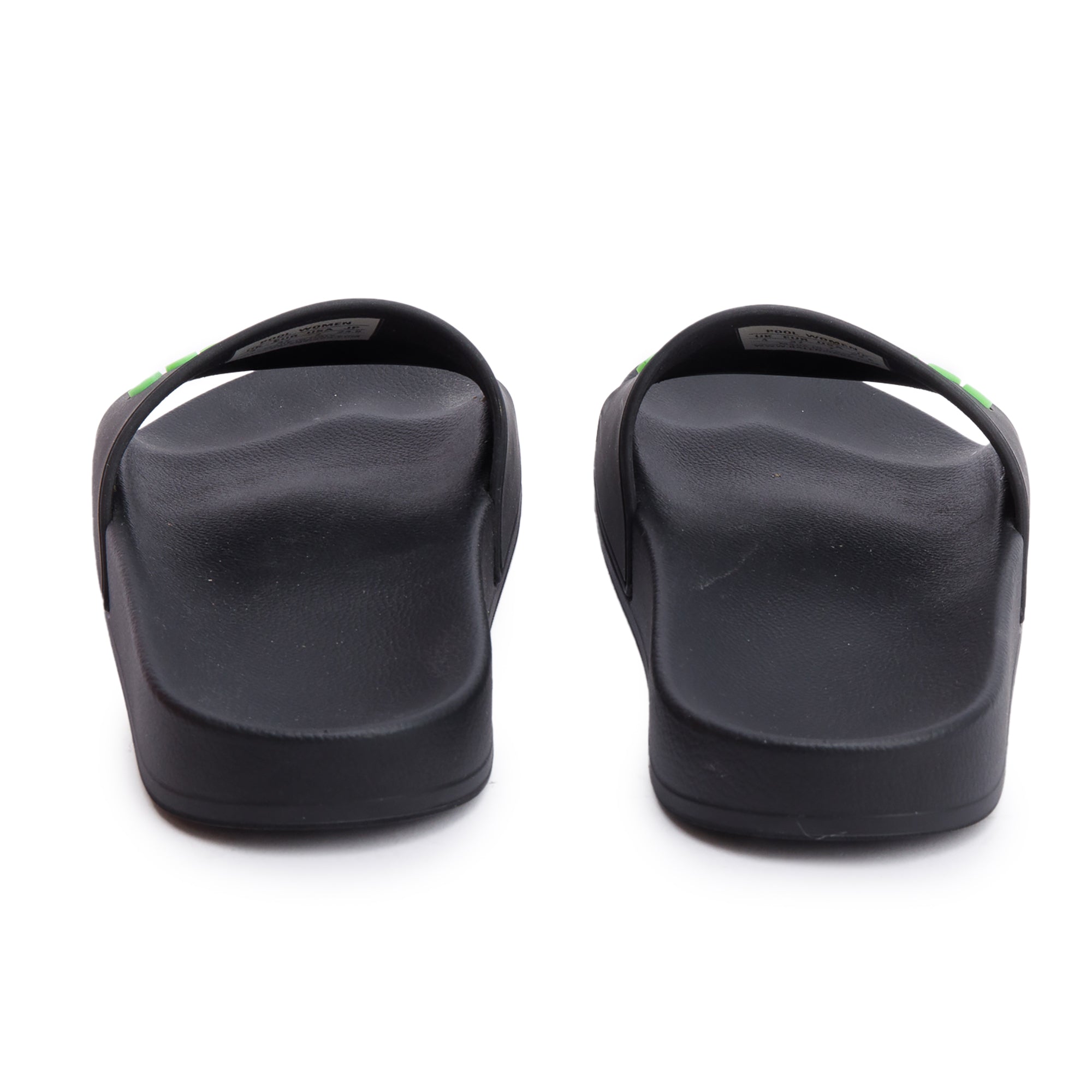 Balenciaga Black Rubber Printed Logo Pool Slide Sandals, Size 37 w/ Box