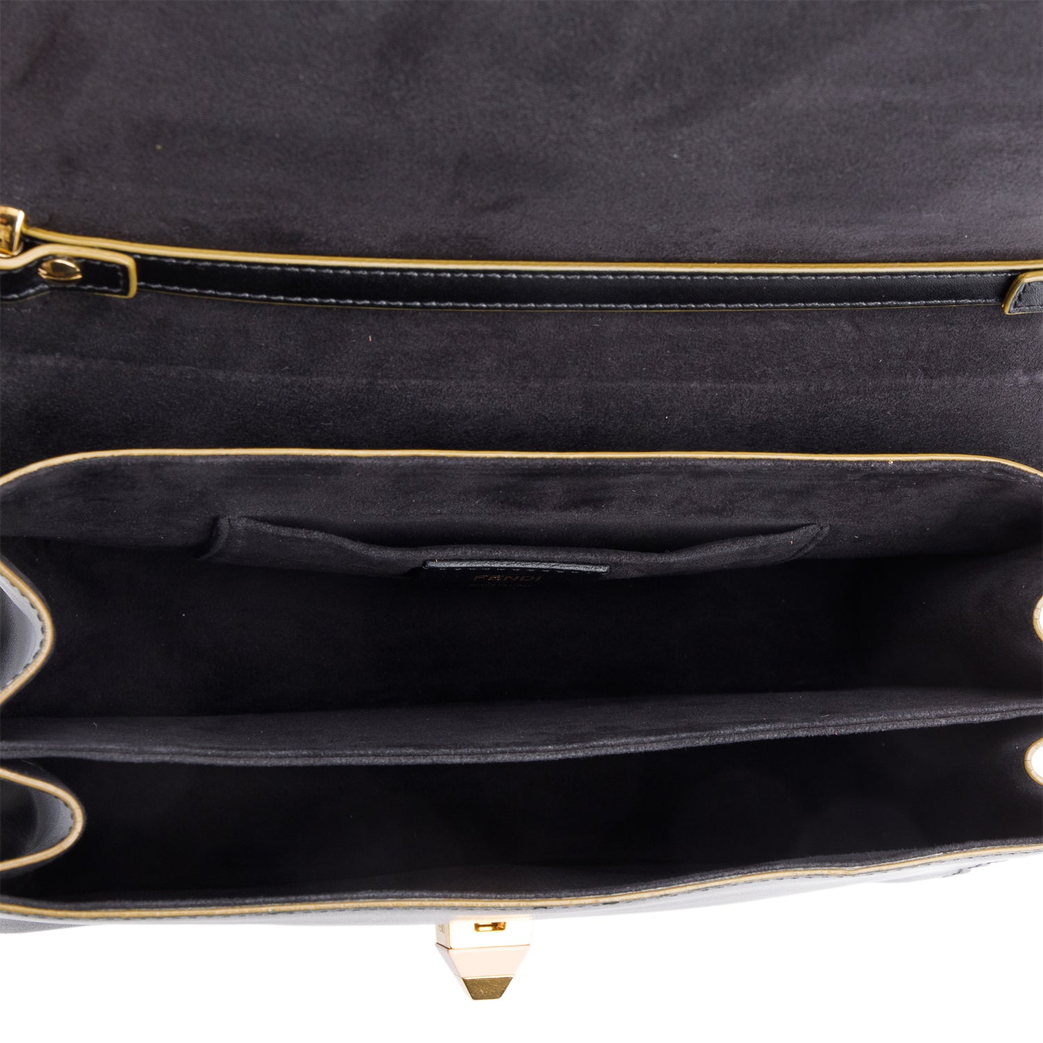 Fendi Black Calfskin Leather Medium Kan I Scallop Shoulder Bag