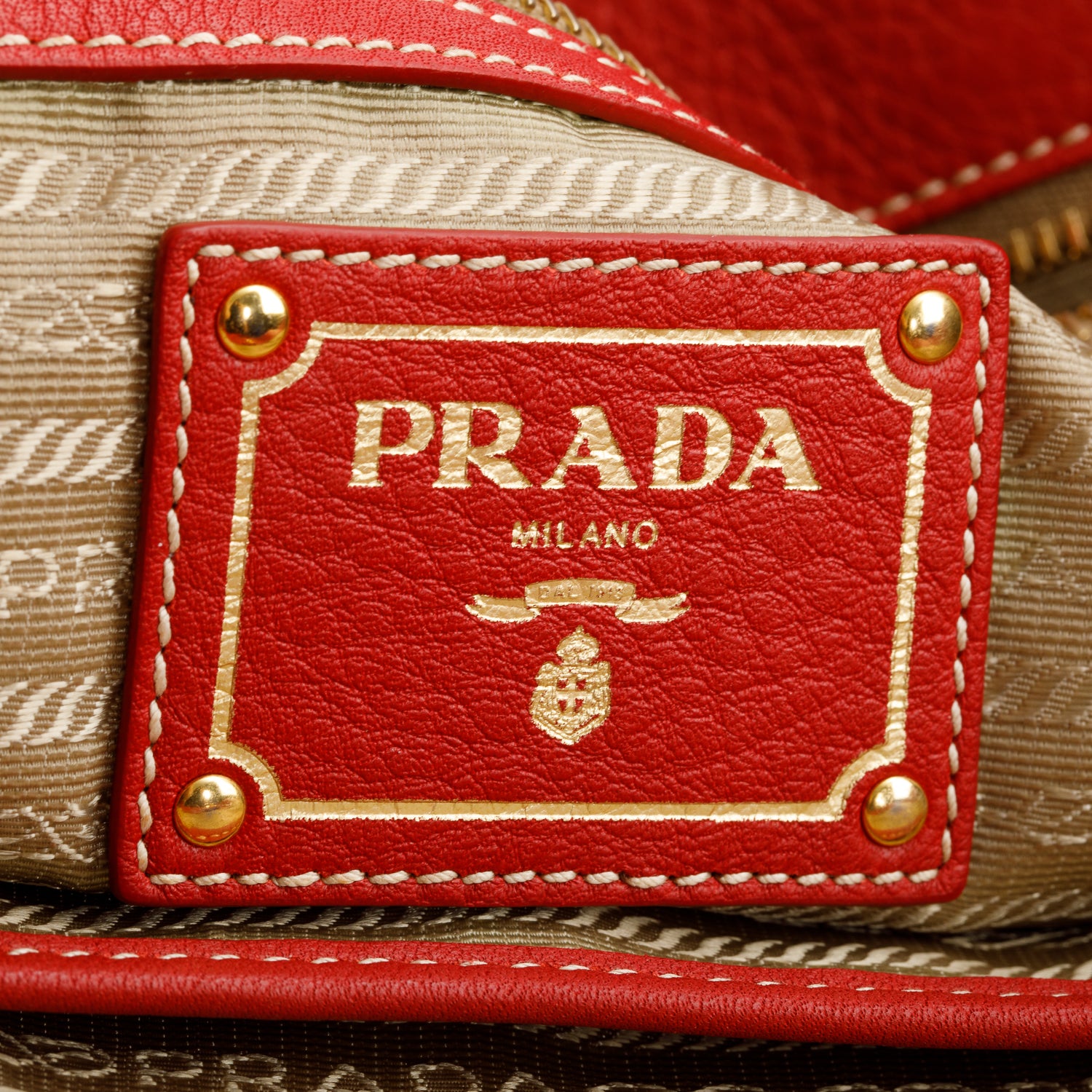 Prada Red Vitello Daino Leather Side Zip Tote w/ Authenticity Card