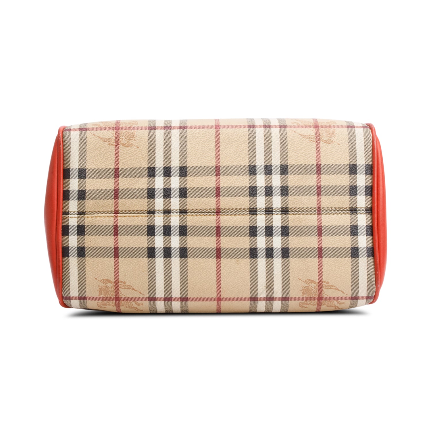 Burberry Orange Leather Haymarket Check Small Blaze Satchel w/ Strap