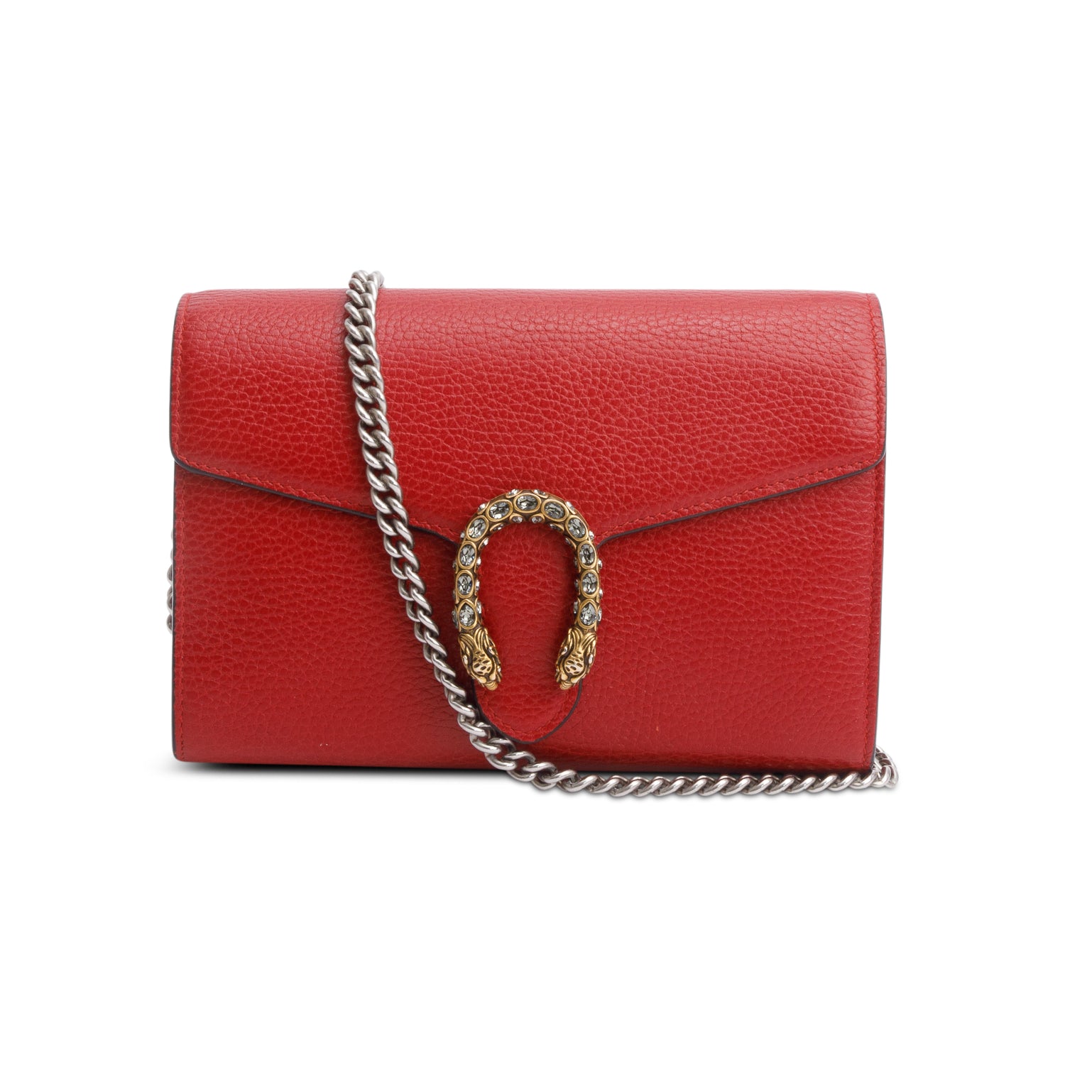 Gucci Red Leather Dionysus Mini Chain Wallet