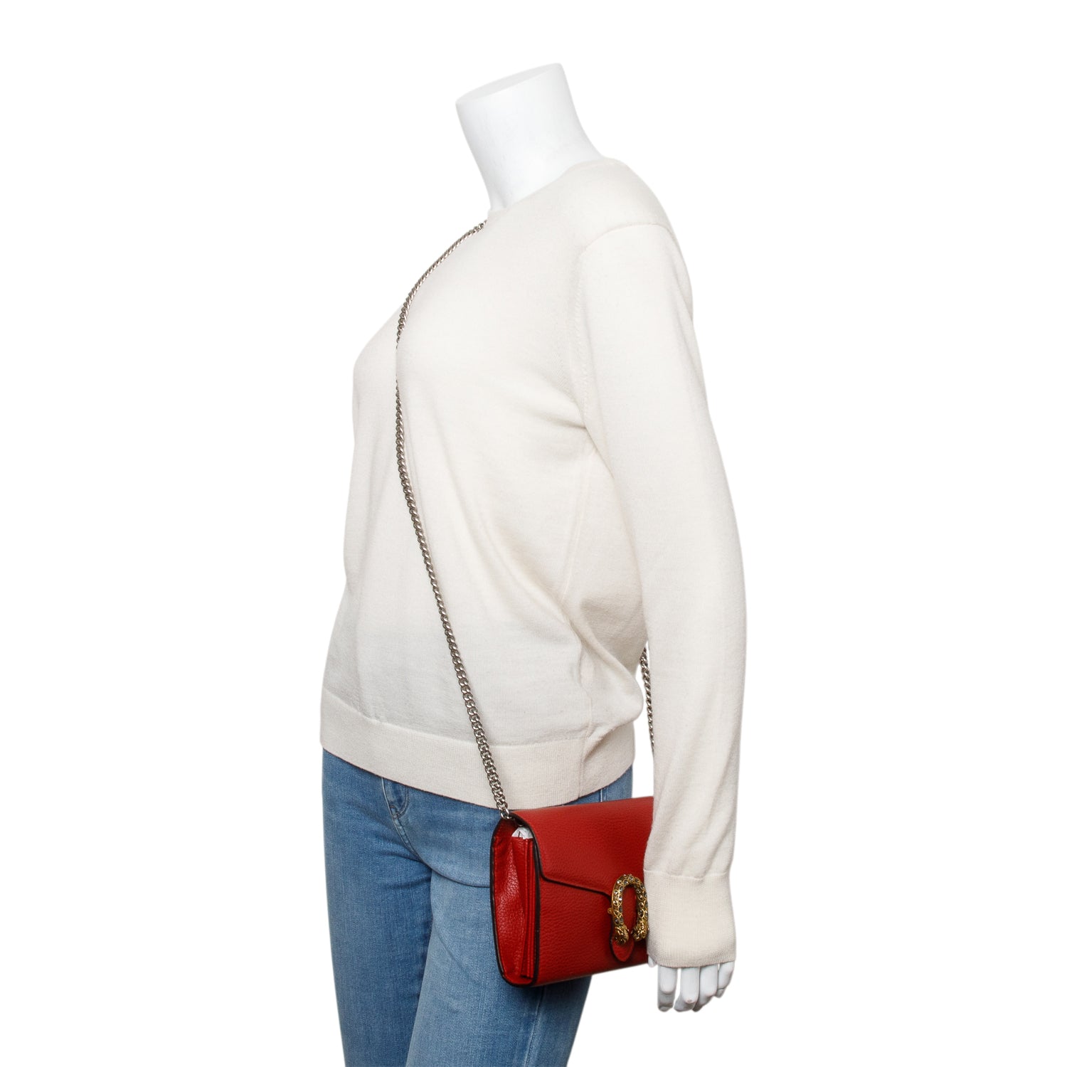 Gucci Red Leather Dionysus Mini Chain Wallet