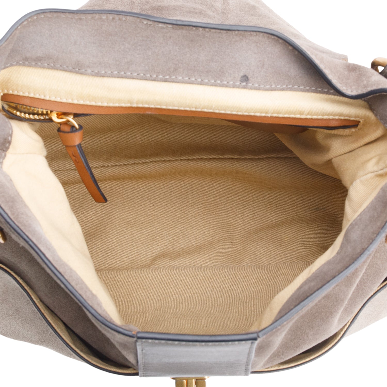 Chloe Grey Suede Lexa Shoulder Bag w/ Strap
