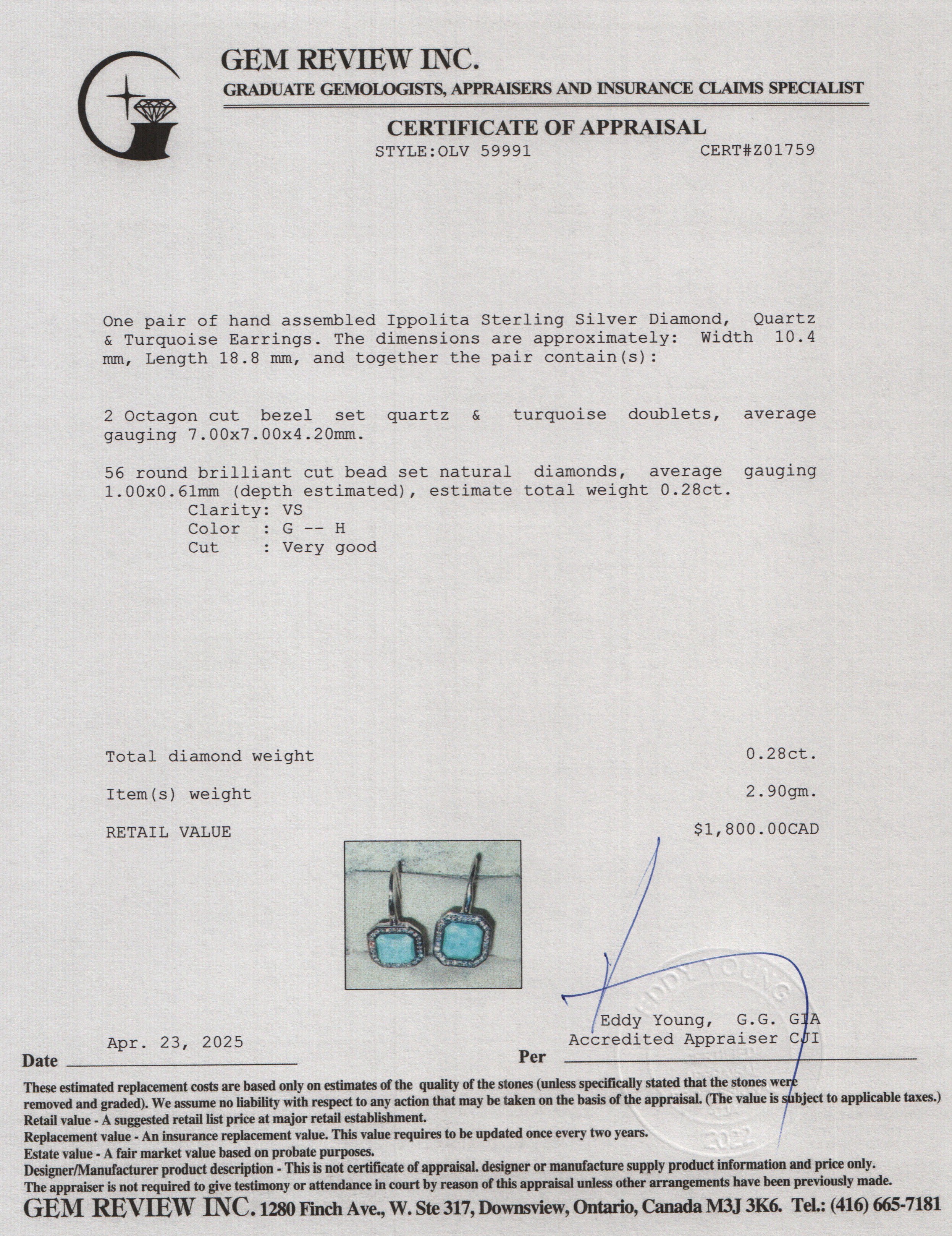 Ippolita Sterling Silver Diamond, Quartz & Turquoise Earrings
