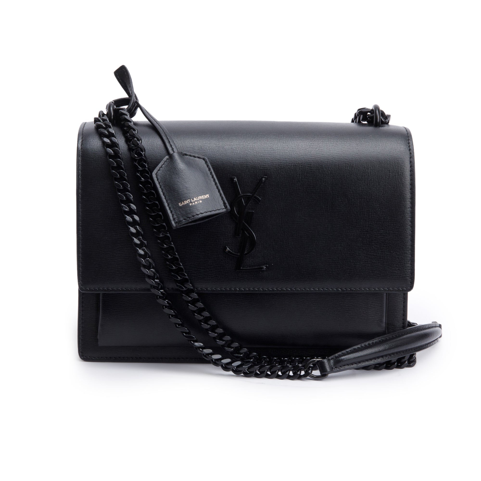 Saint Laurent Black Calfskin Leather Medium Sunset Shoulder Bag