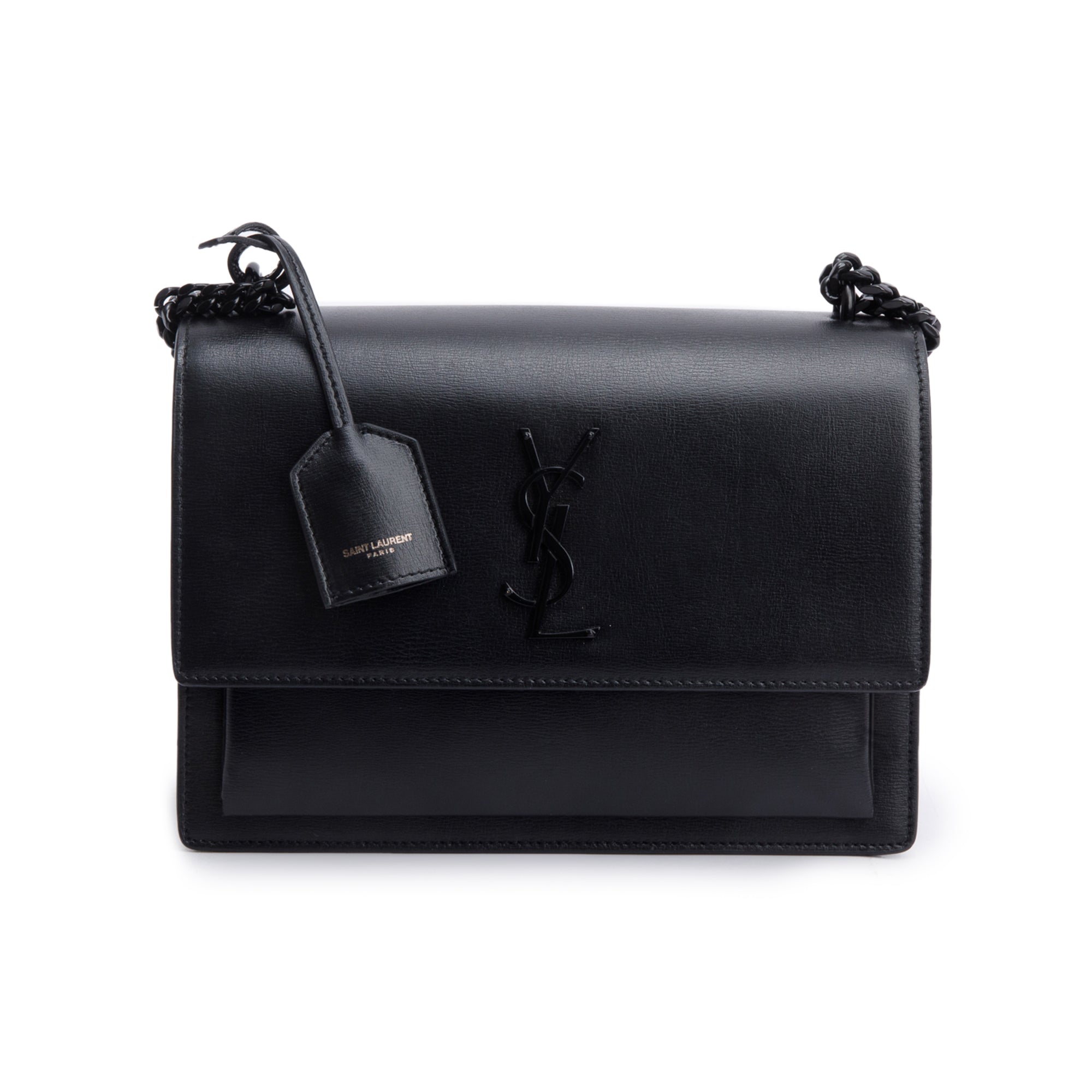 Saint Laurent Black Calfskin Leather Medium Sunset Shoulder Bag