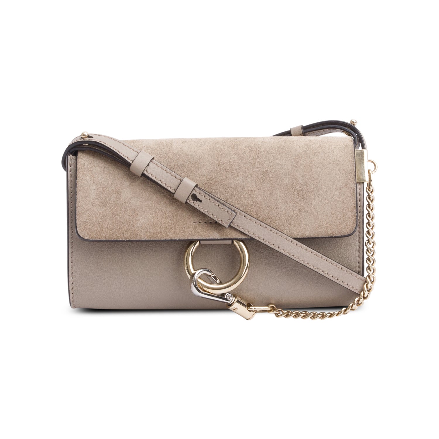 Chloe Grey Calfskin Leather Mini Faye Crossbody Bag w/ Authnticity Card