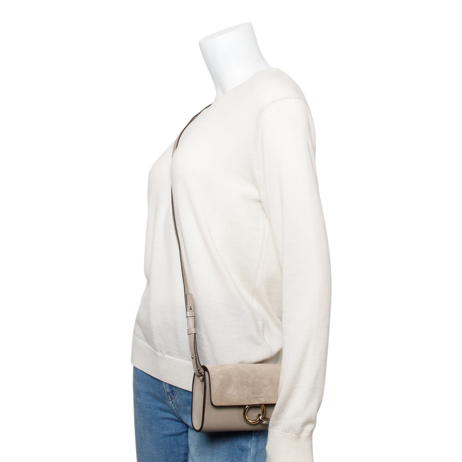 Chloe Grey Calfskin Leather Mini Faye Crossbody Bag w/ Authnticity Card