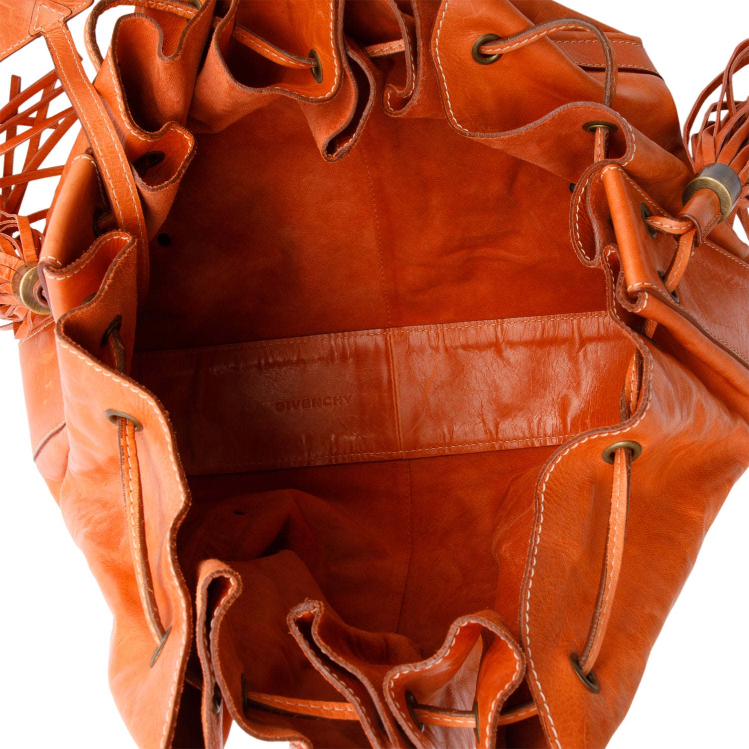 Givenchy Orange Calfskin Leather Tassel Drawstring Medium Pumpkin Hobo Bag w/ Pouch