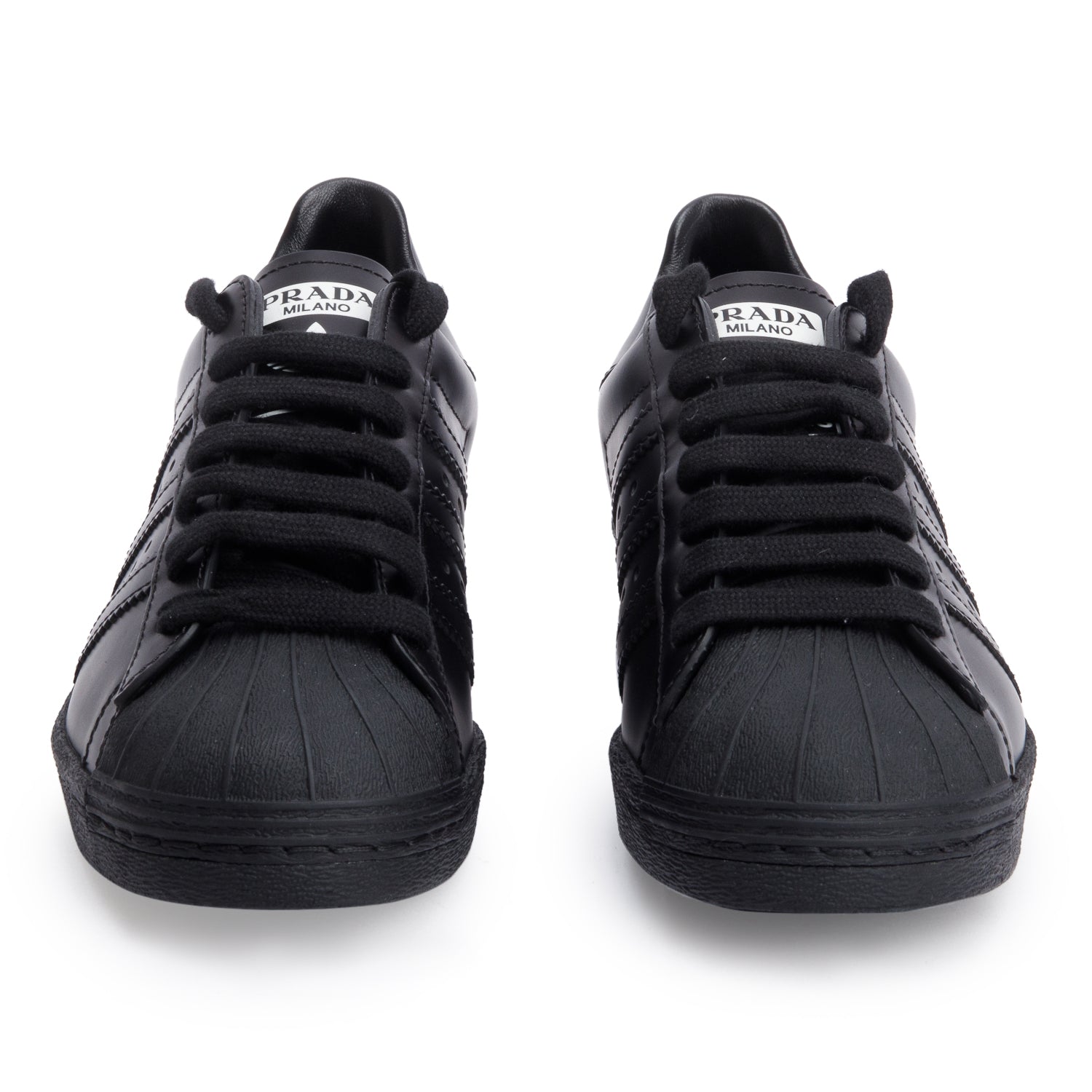 Prada X Adidas Black Leather Superstar Sneakers, Size 36.5 w/ Box