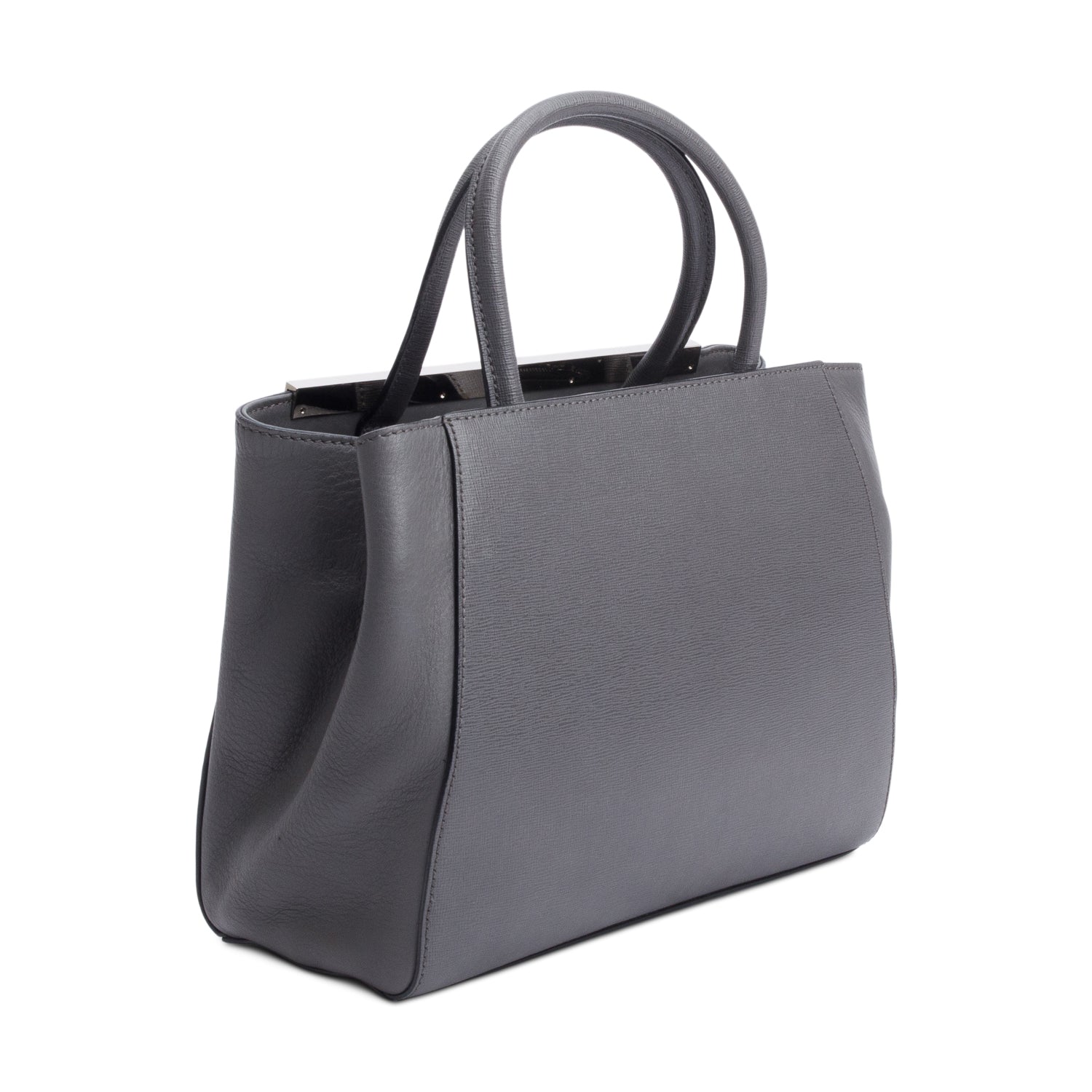 Fendi Grey Vitello Elite Leather Pony Hair & Python Trim Bird Petite 2Jours Tote w/ Strap