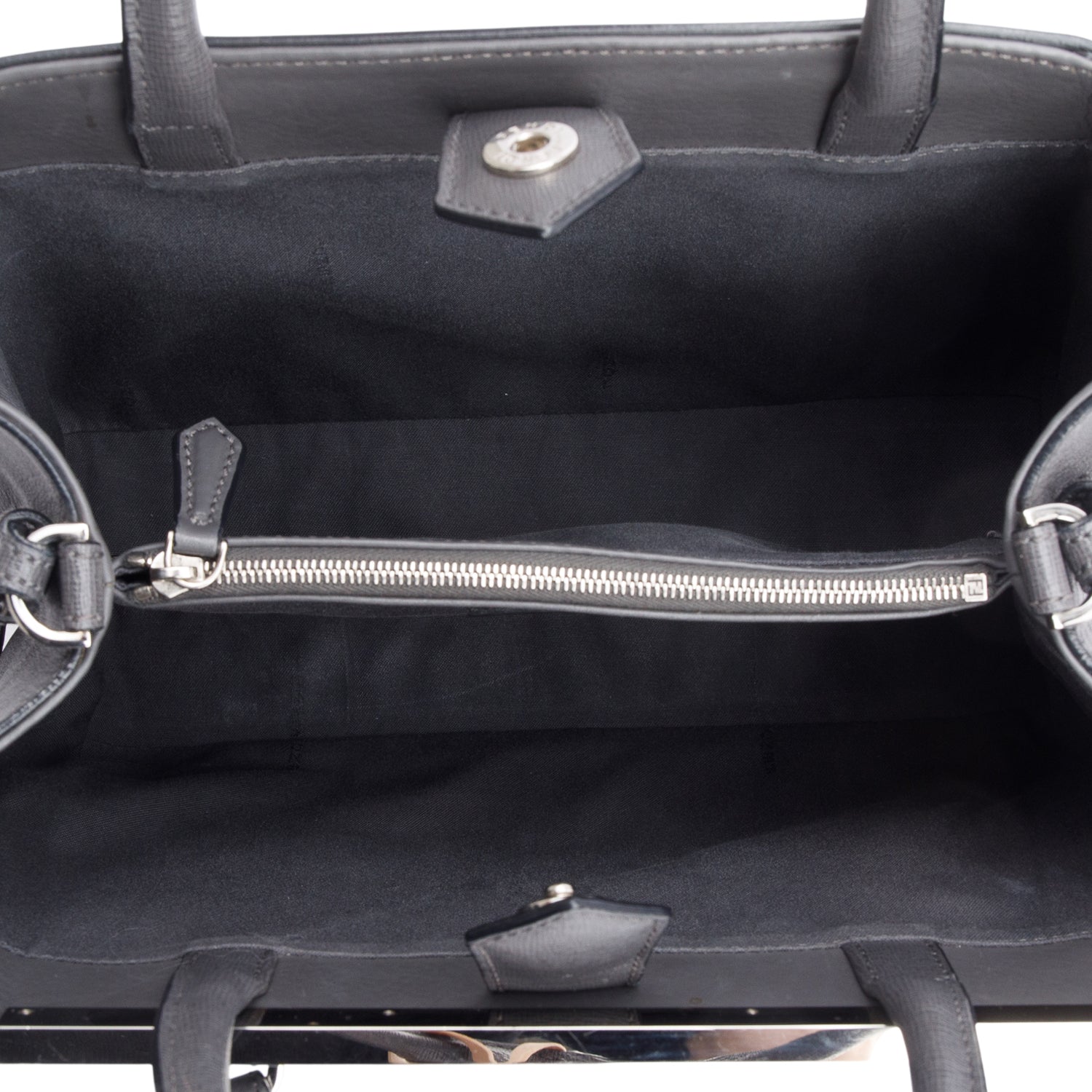 Fendi Grey Vitello Elite Leather Pony Hair & Python Trim Bird Petite 2Jours Tote w/ Strap