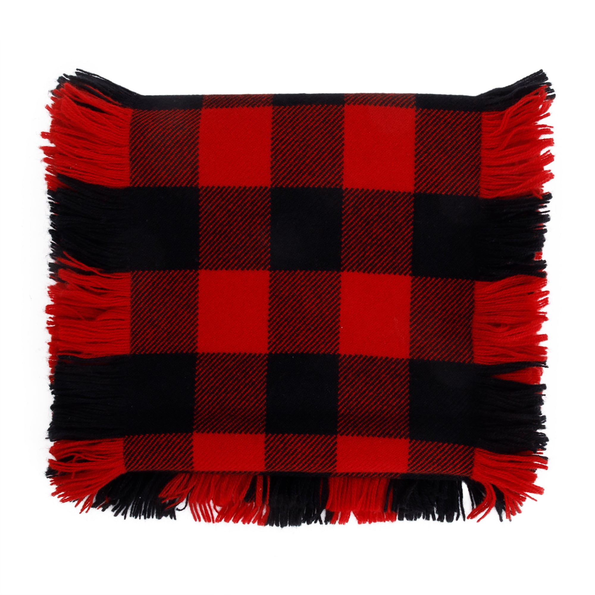 Burberry Red Half Mega Check Fringe Wool Scarf
