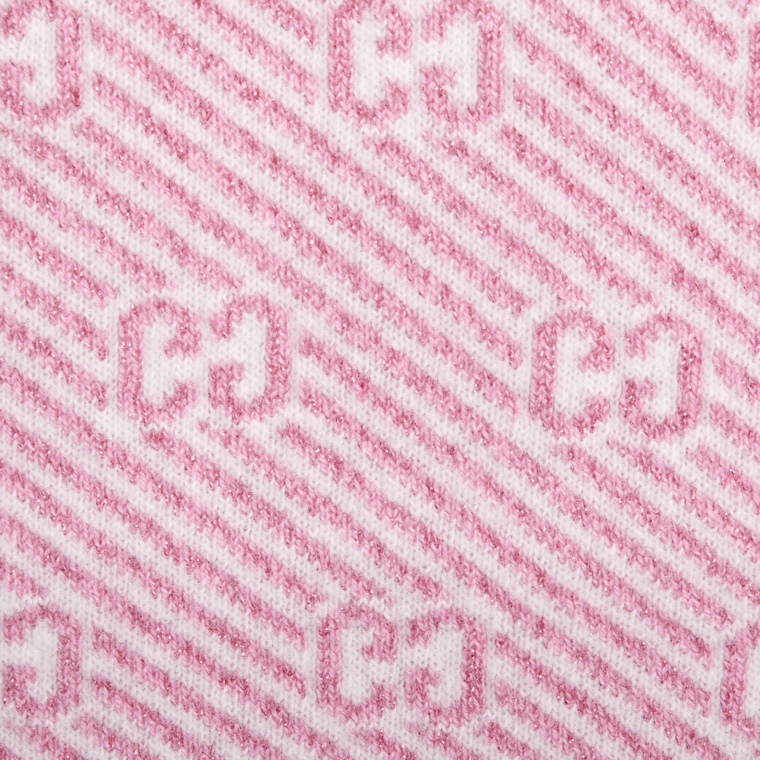 Gucci Pink Diagonal Stripe GG Jacquard Cashmere Wool Scarf