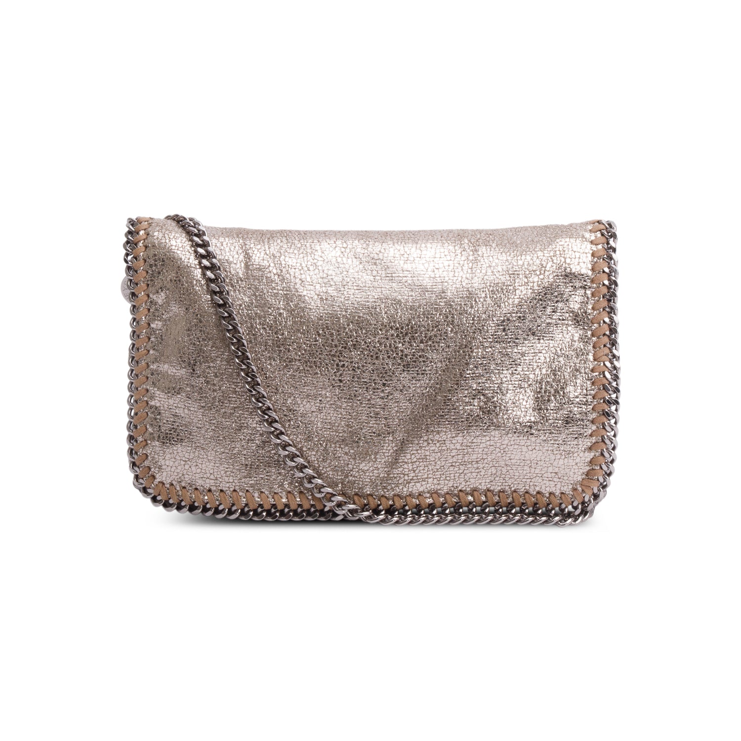 Stella McCartney Metallic Gold Shaggy Deerskin Vegan Flap Crossbody