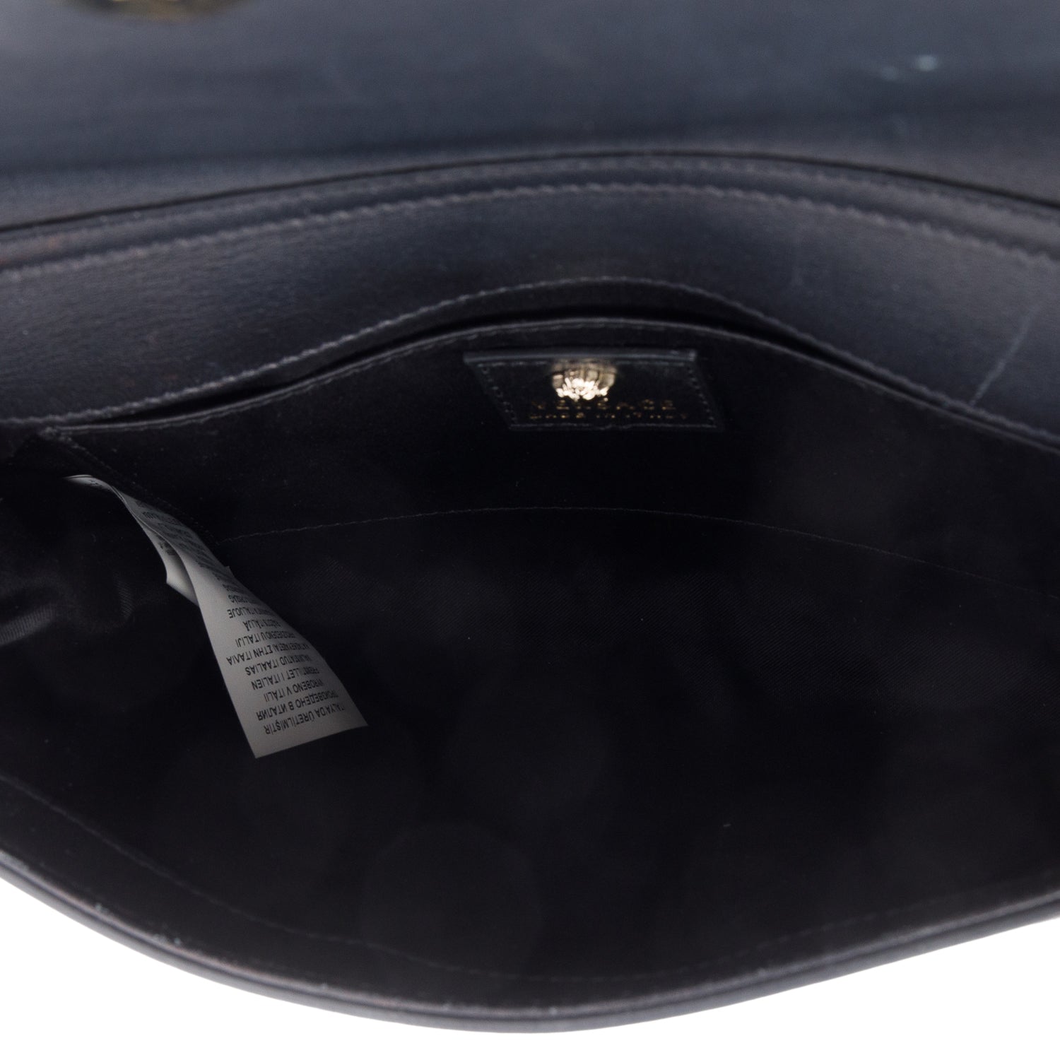 Versace Black Leather La Medusa Chain Clutch Bag w/ Authentcity Card