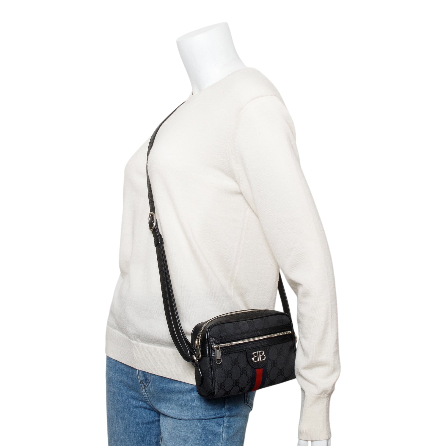 Gucci X Balenciaga The Hacker Project Black BB Canvas Web Mini Camera Bag