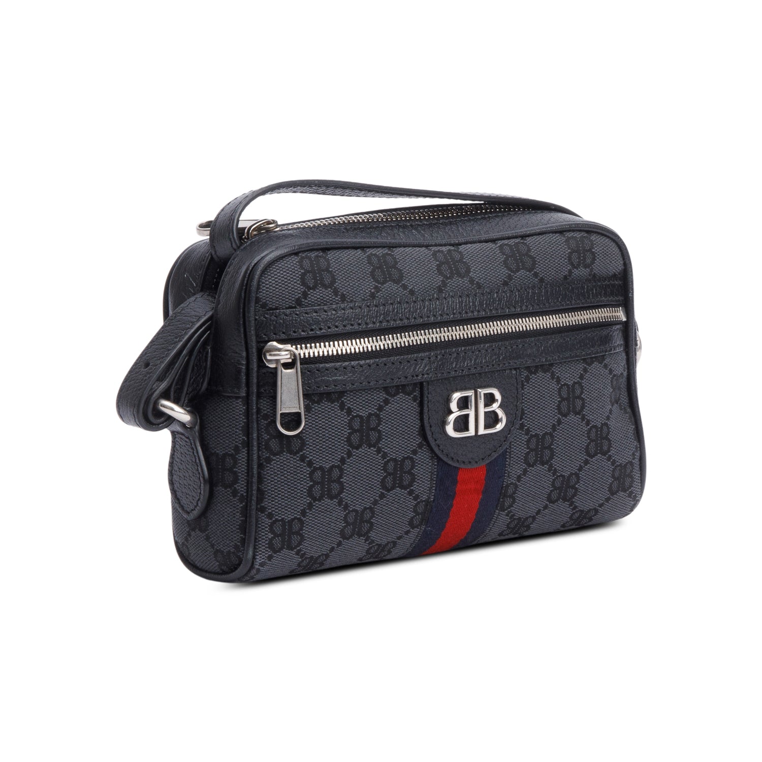 Gucci X Balenciaga The Hacker Project Black BB Canvas Web Mini Camera Bag