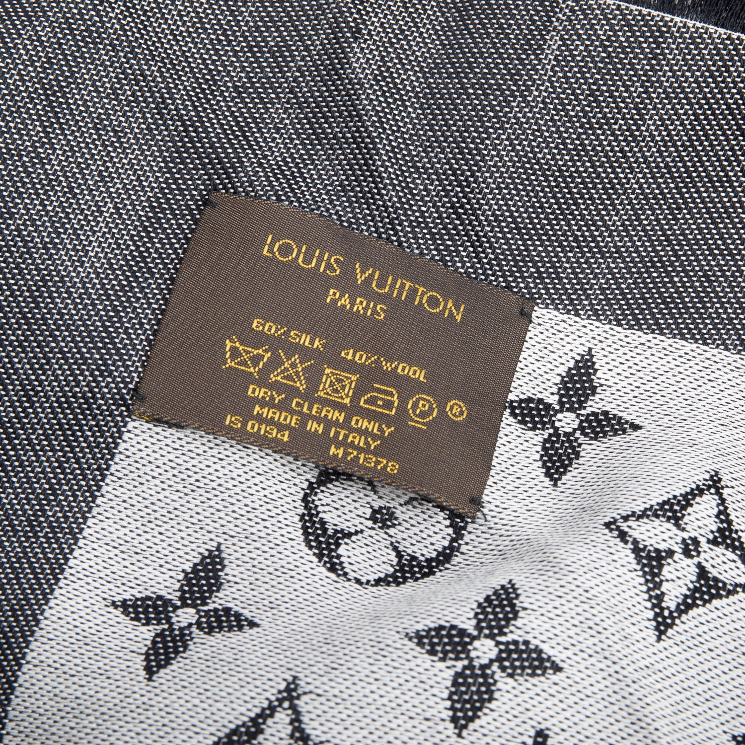 Louis Vuitton Grey/ Black Monogram Denim Shine Shawl Scarf