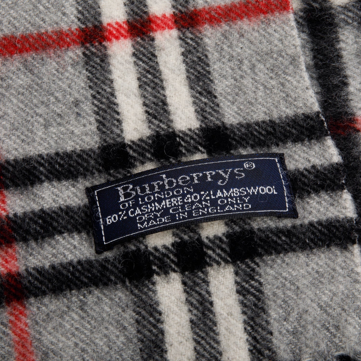Burberry Grey Check Cashmere Wool Scarf