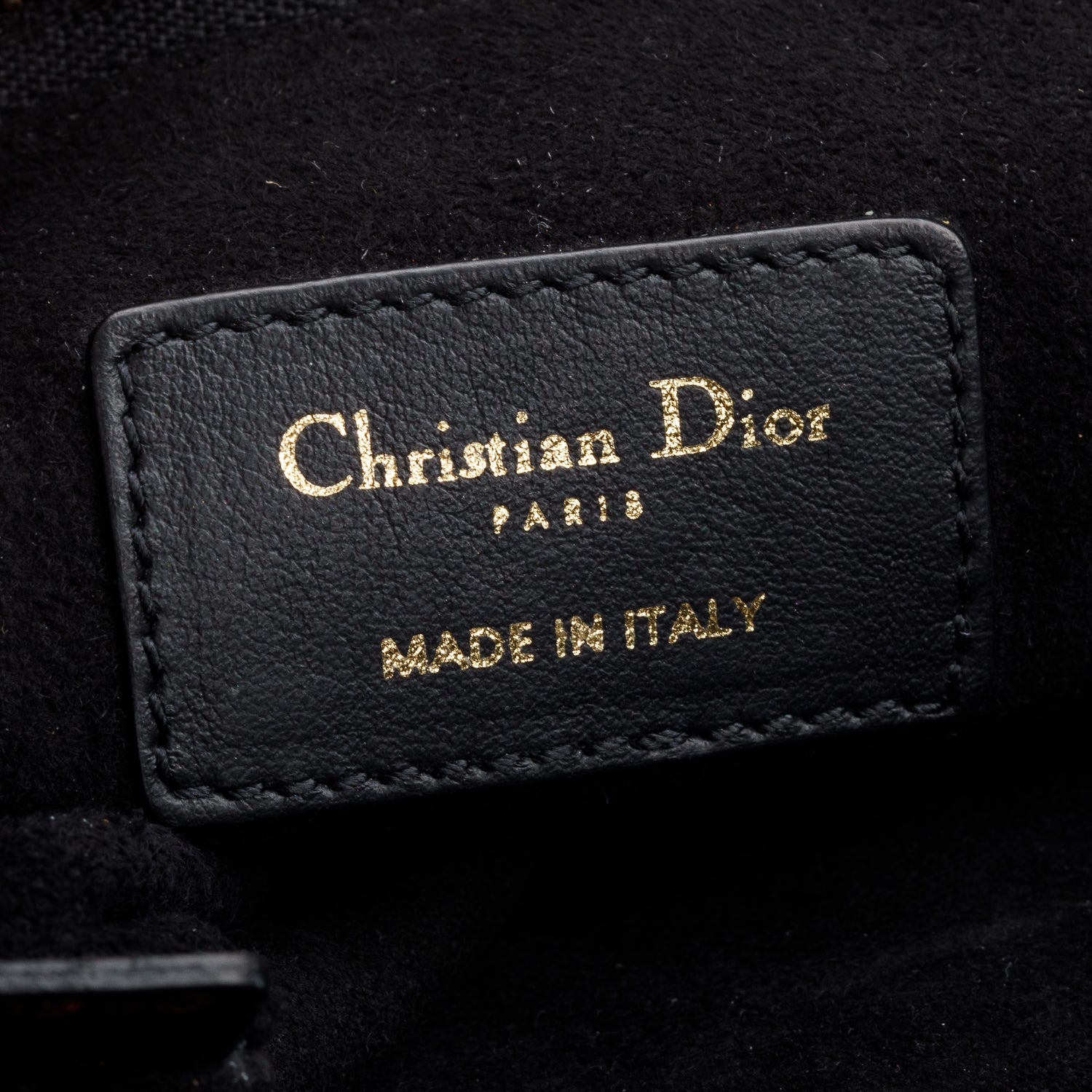 Christian Dior Black calfskin Leather Logo Strip Zip Pouch w/ Authenticity Card