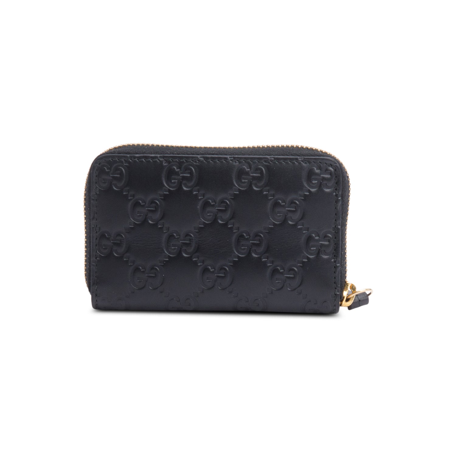 Gucci Black Guccissima Leather Zip Around Card Case w/ Box