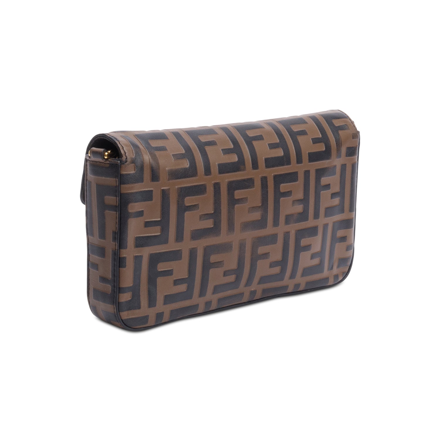 Fendi Brown FF Embossed Leather F is Fendi Envelope Wallet on Chain w/ Insert