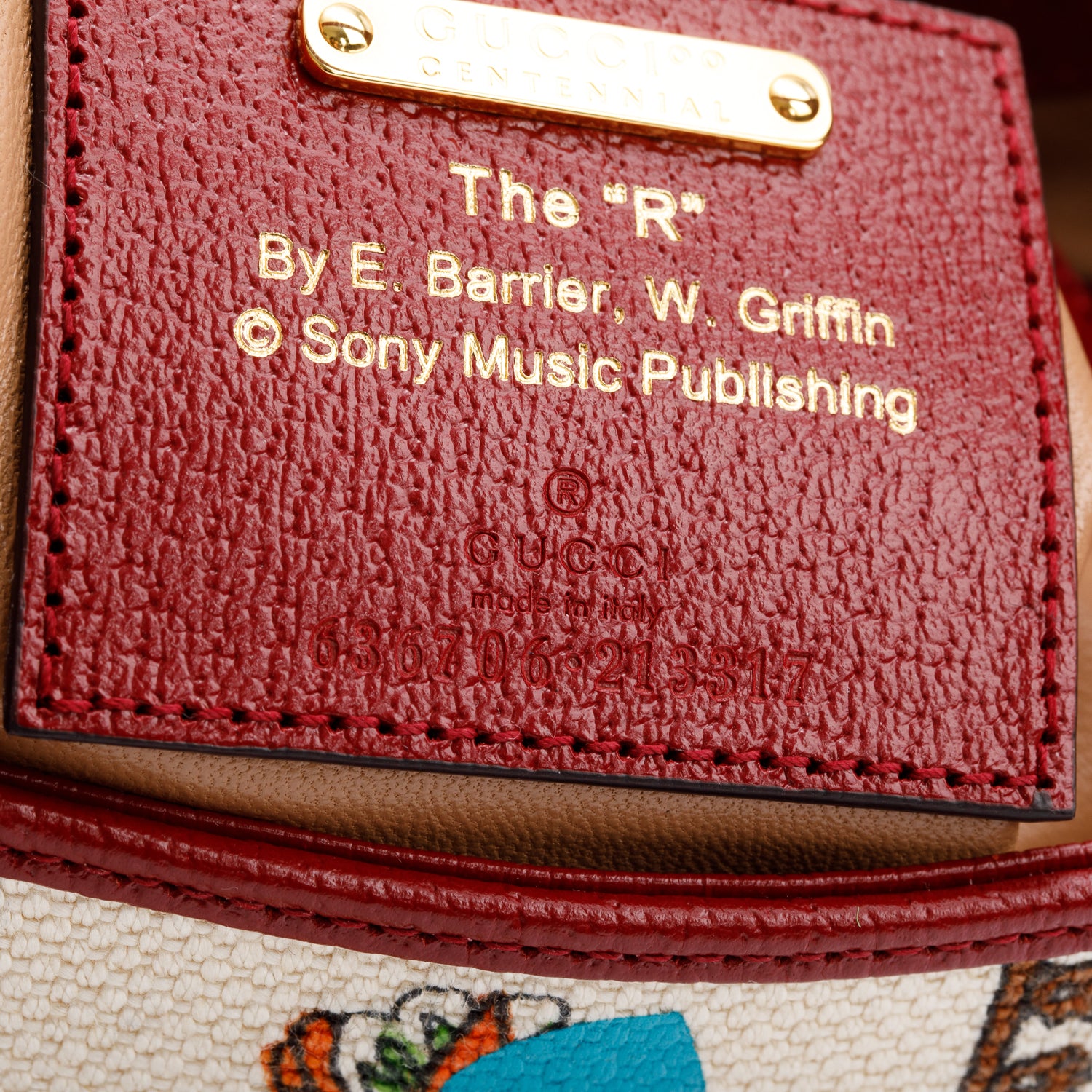 Gucci Neutral & Multicolor Music Is Mine Canvas Red Leather Trim Small Jackie 1961 Shoulder Bag w/ Strap