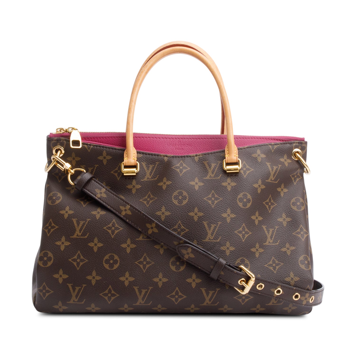Louis Vuitton Monogram Pallas Tote w/ Strap & Receipt