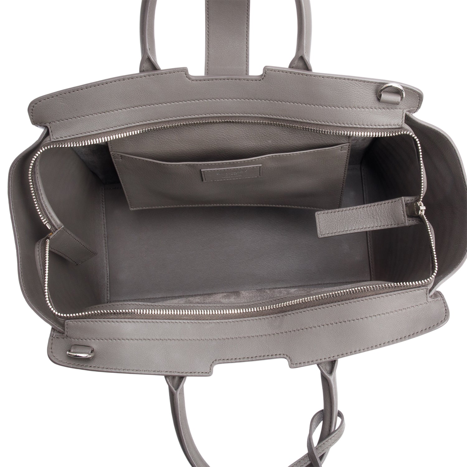 Saint Laurent Grey Calfskin and Croc Embossed Leather Downtown Baby Cabas Tote Bag w/ Strap