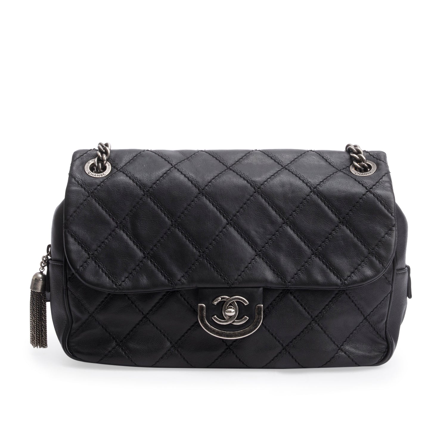 Chanel Black Quilted Calfskin Leather Paris-Edinburgh Coco Sporran Flap Bag