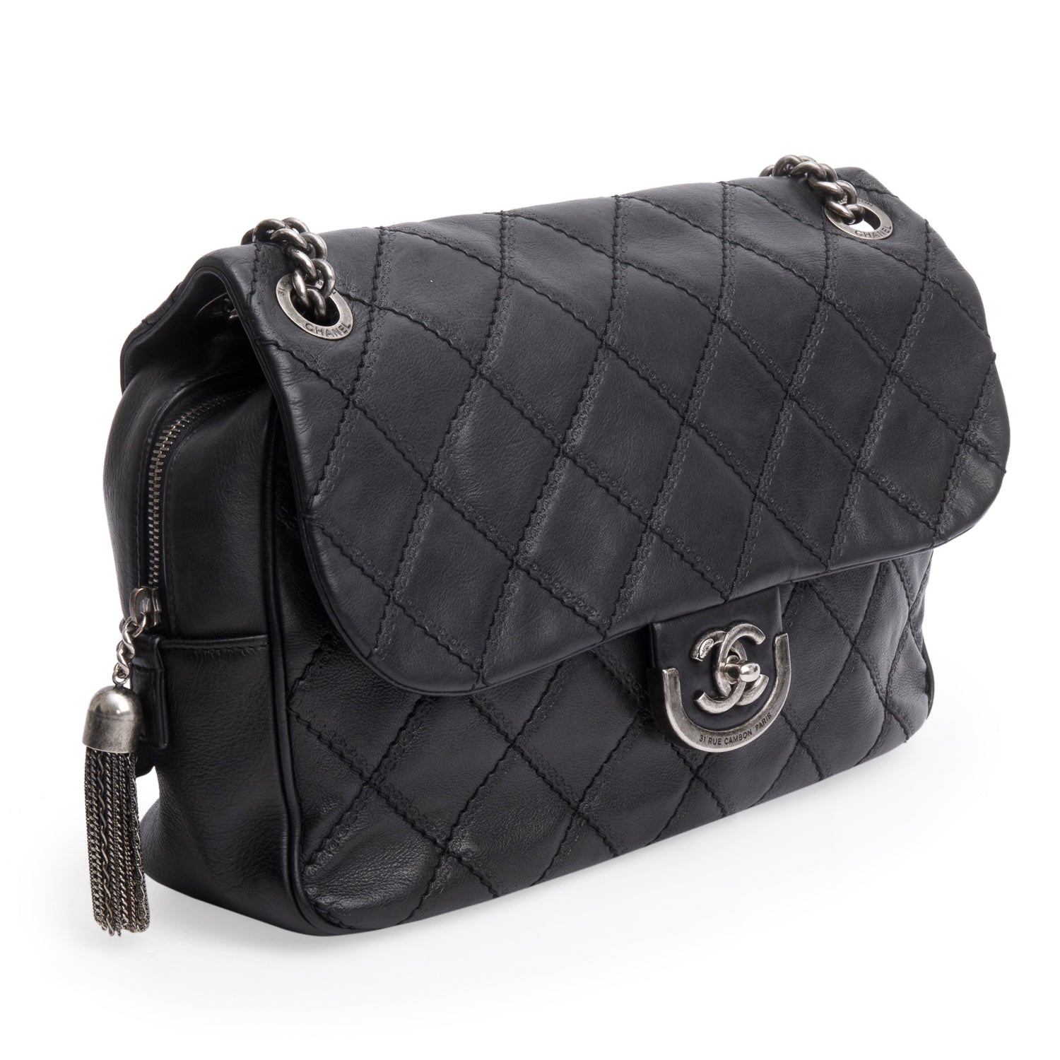 Chanel Black Quilted Calfskin Leather Paris-Edinburgh Coco Sporran Flap Bag