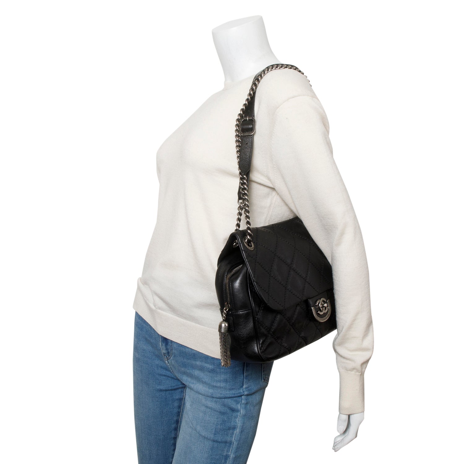 Chanel Black Quilted Calfskin Leather Paris-Edinburgh Coco Sporran Flap Bag