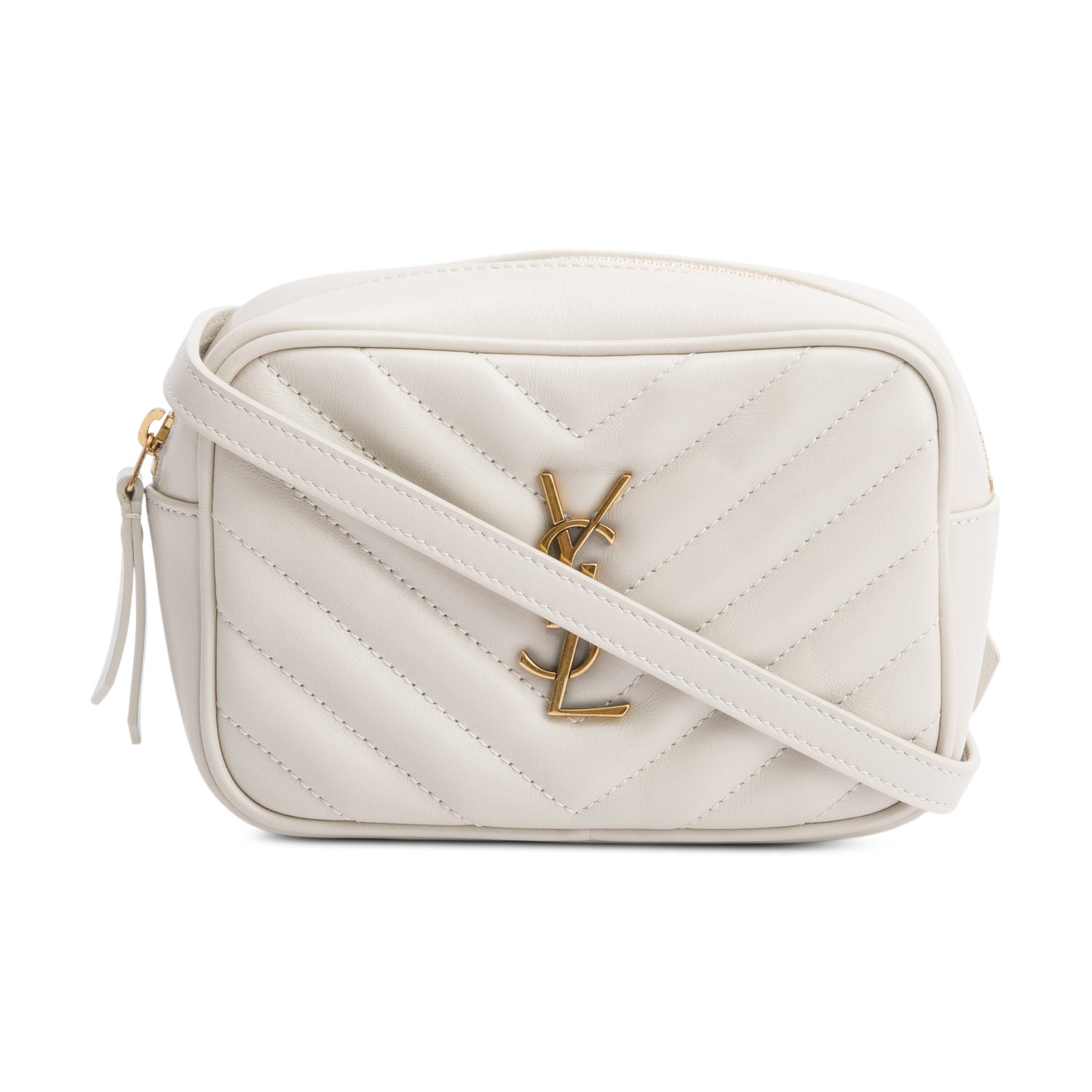 Saint Laurent 2020 White Quilted Calfskin Leather Lou Belt Bag