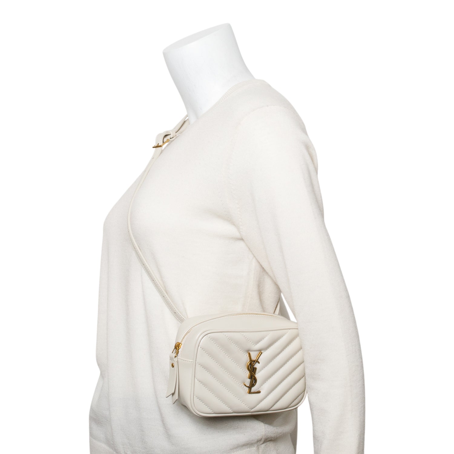 Saint Laurent 2020 White Quilted Calfskin Leather Lou Belt Bag