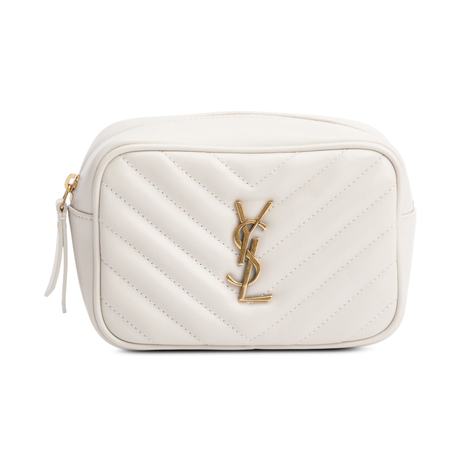 Saint Laurent 2020 White Quilted Calfskin Leather Lou Belt Bag